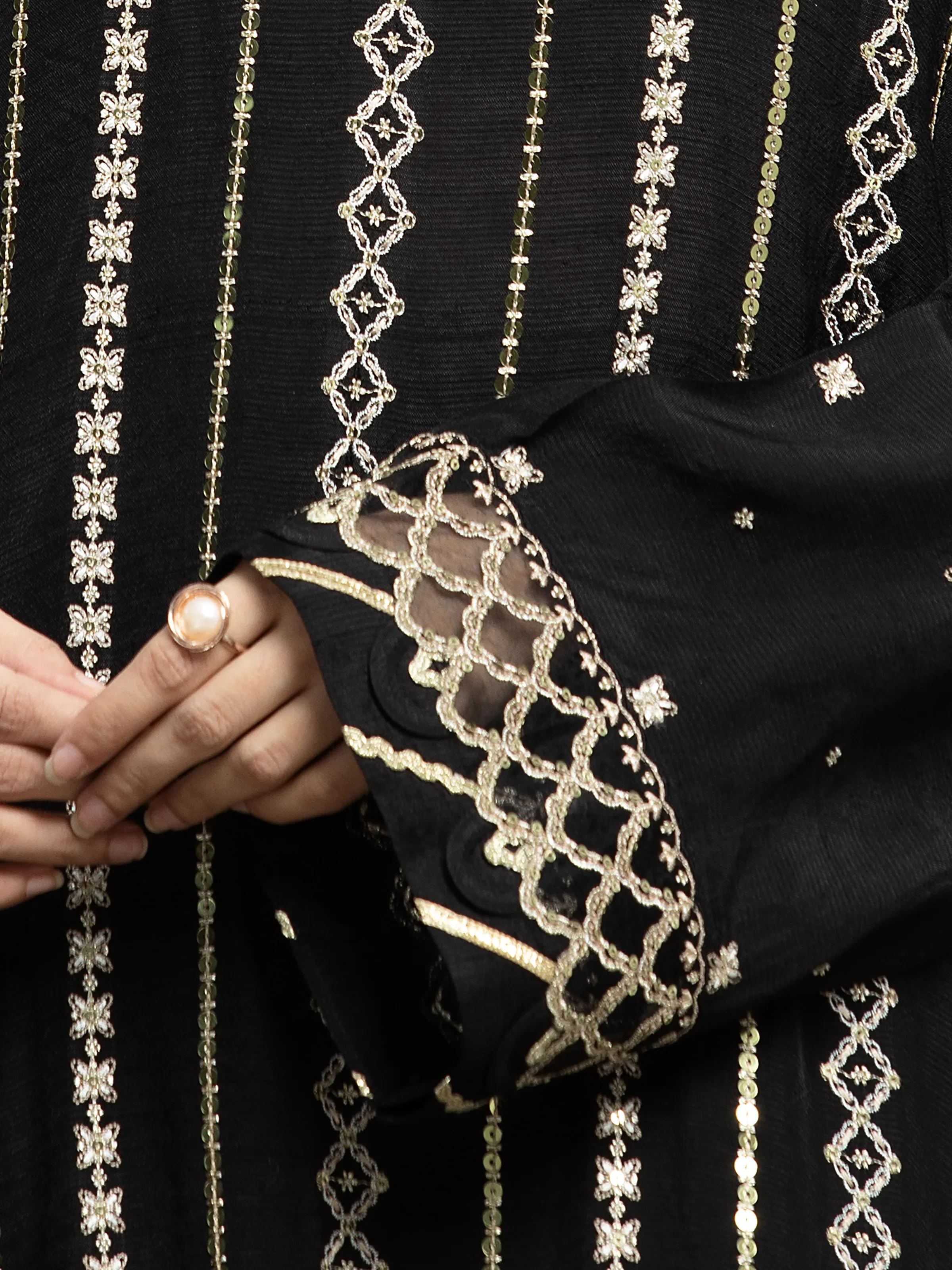 Unstitched Embroidered Raw Silk Suit - EWU24V16-30285-3P - Image 5