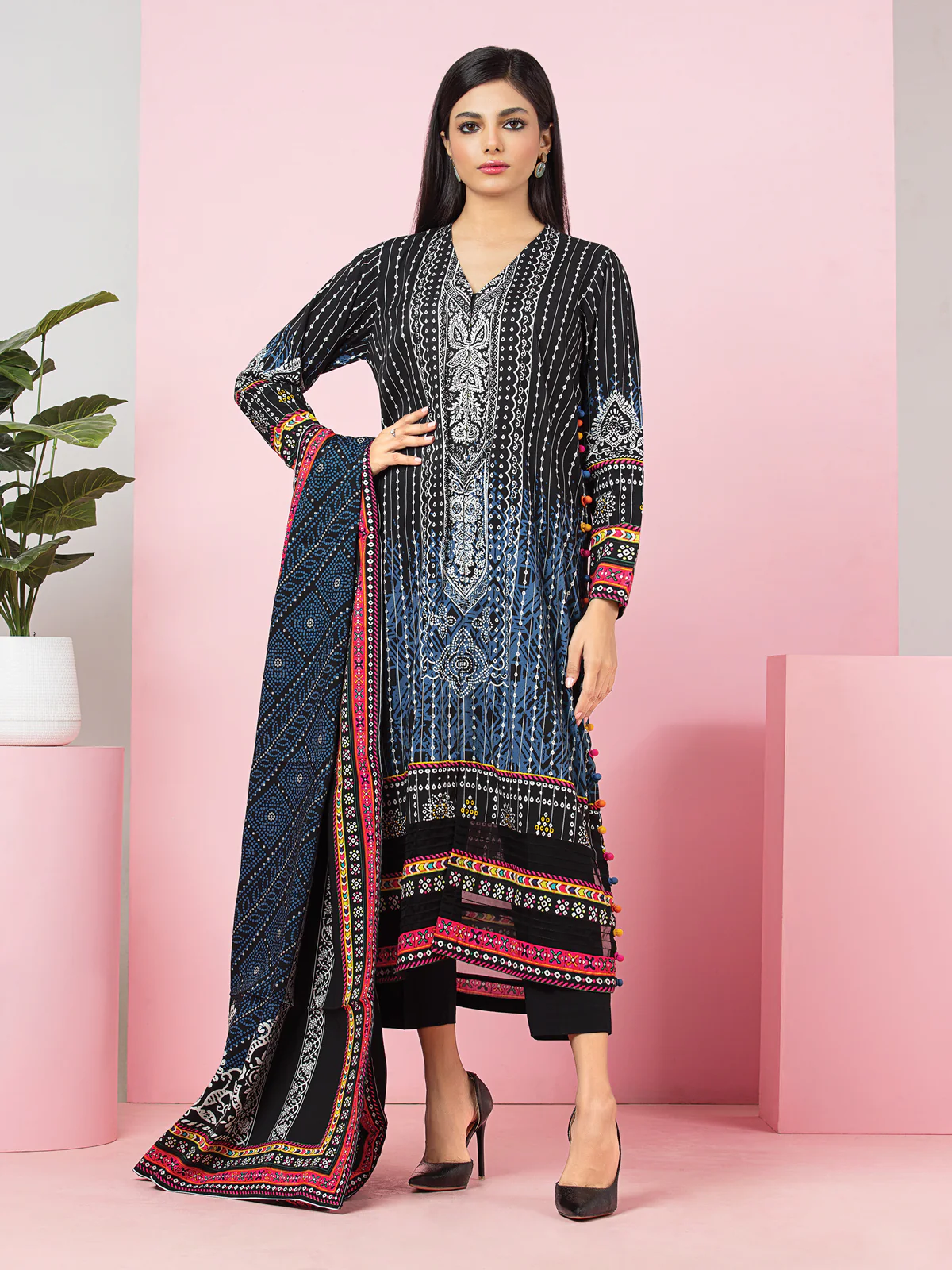Unstitched Embroidered Viscose Shirt - EWU22V13-24017S