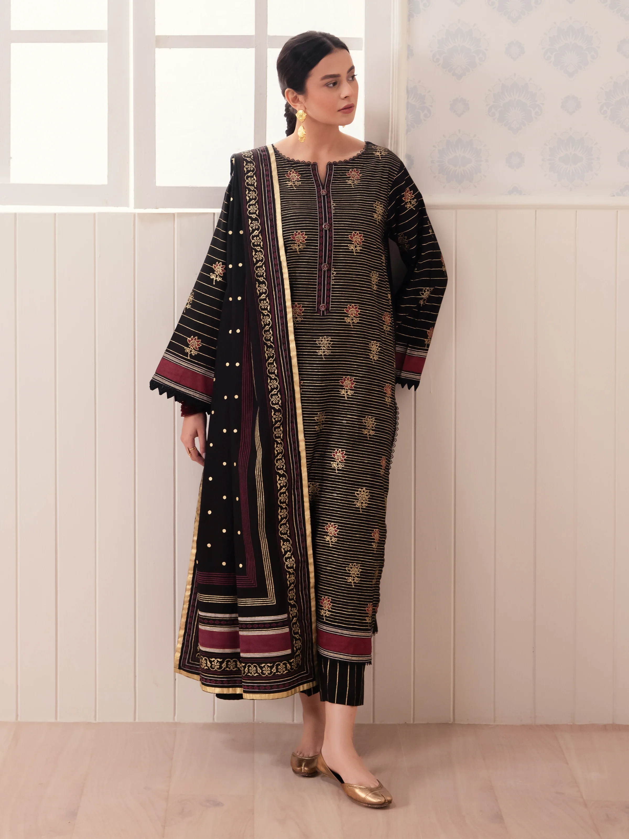 Unstitched Block Print Cambric Suit - EWU24M1-050 - Image 2