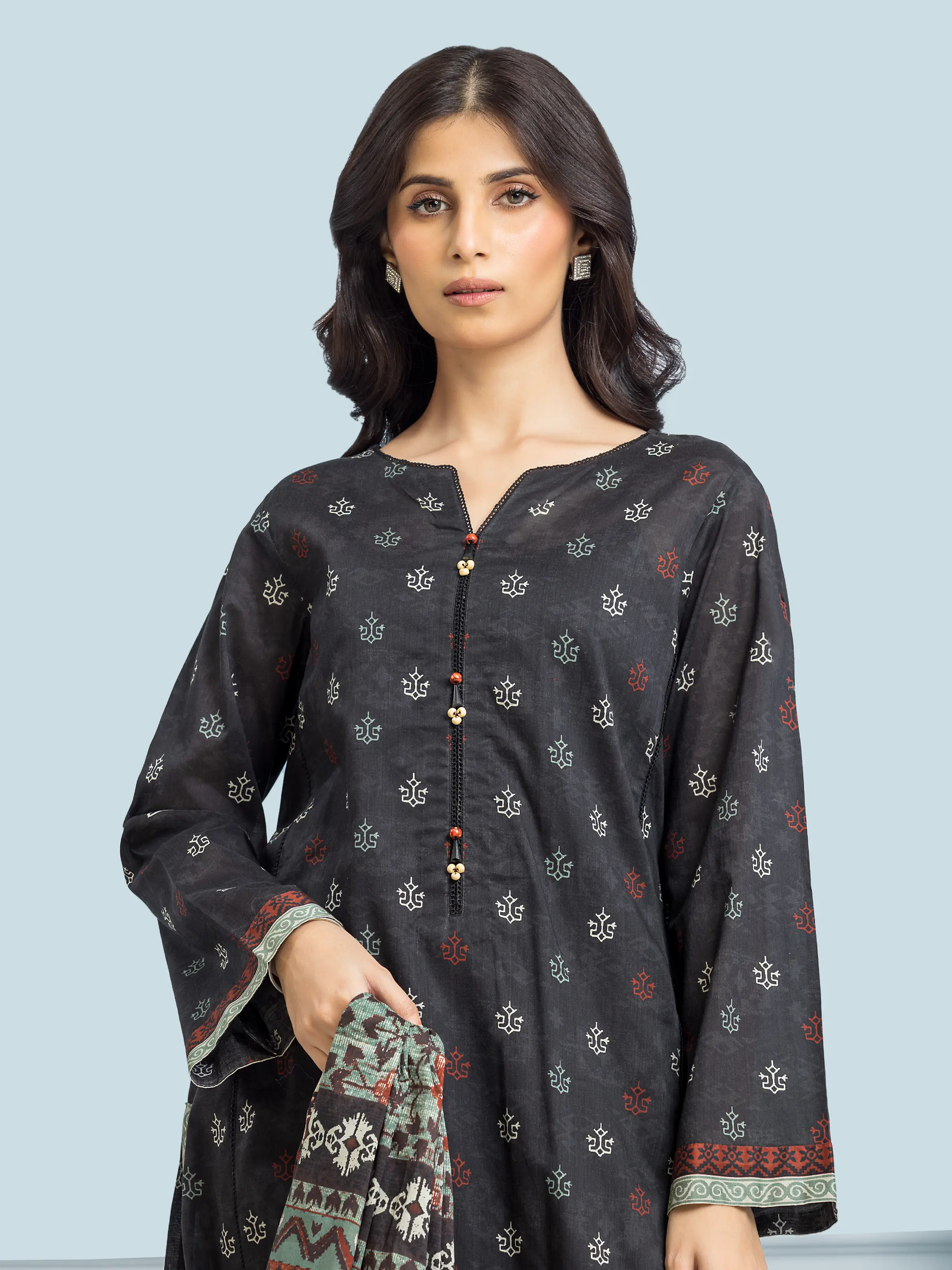 Unstitched Printed Khaddar Suit - EWU24A3-28444-3P - Image 3