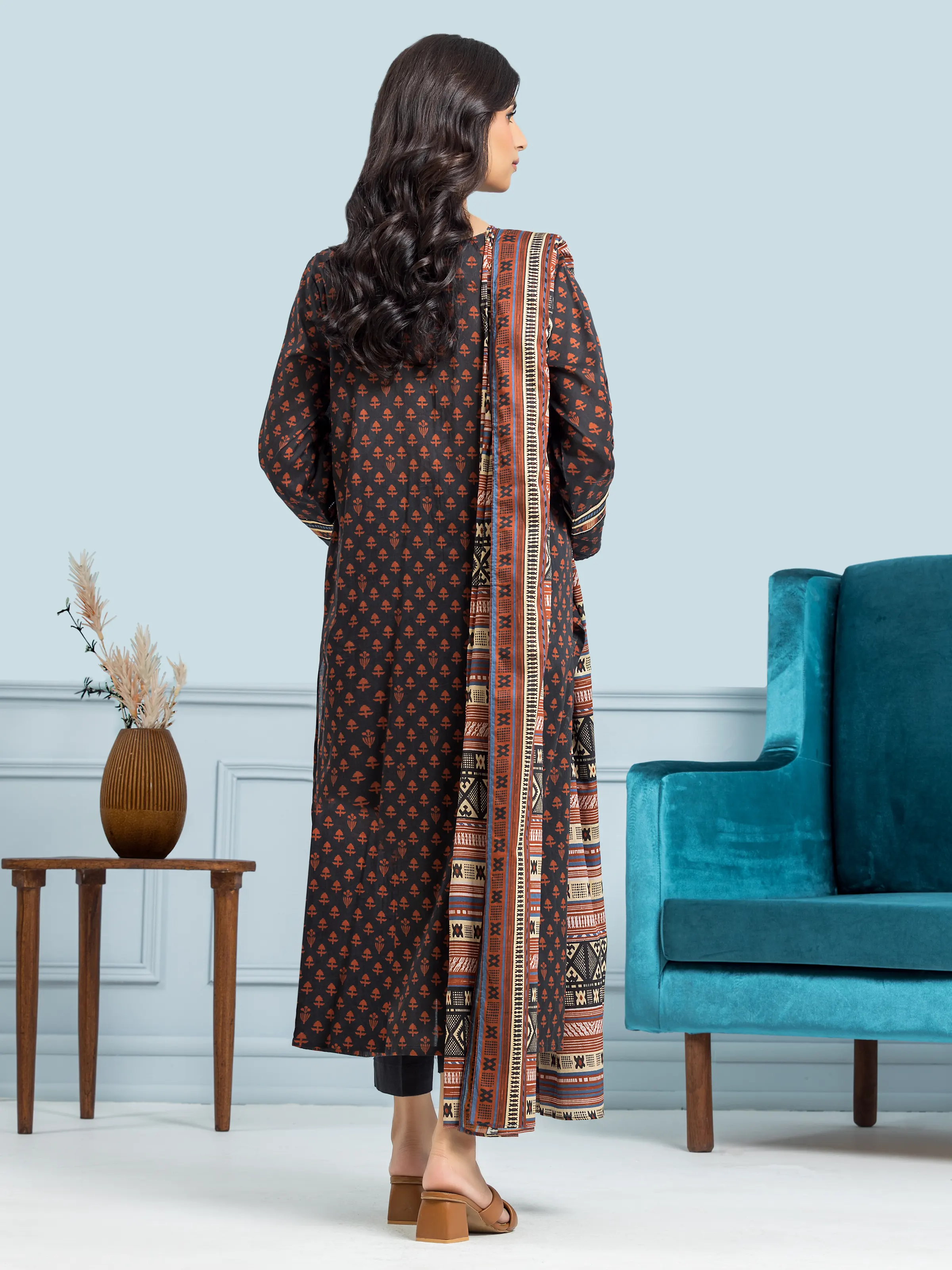 Unstitched Printed Khaddar Suit - EWU24A3-29655-3P - Image 2