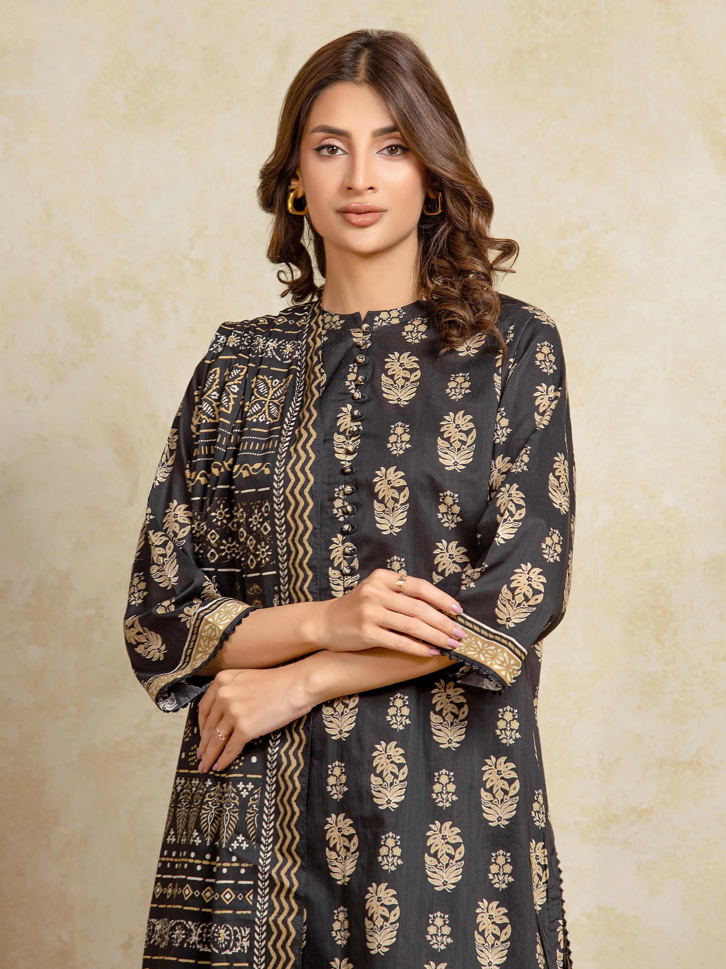 Unstitched Printed Khaddar Suit - EWU5A3-36094-3P - Image 2