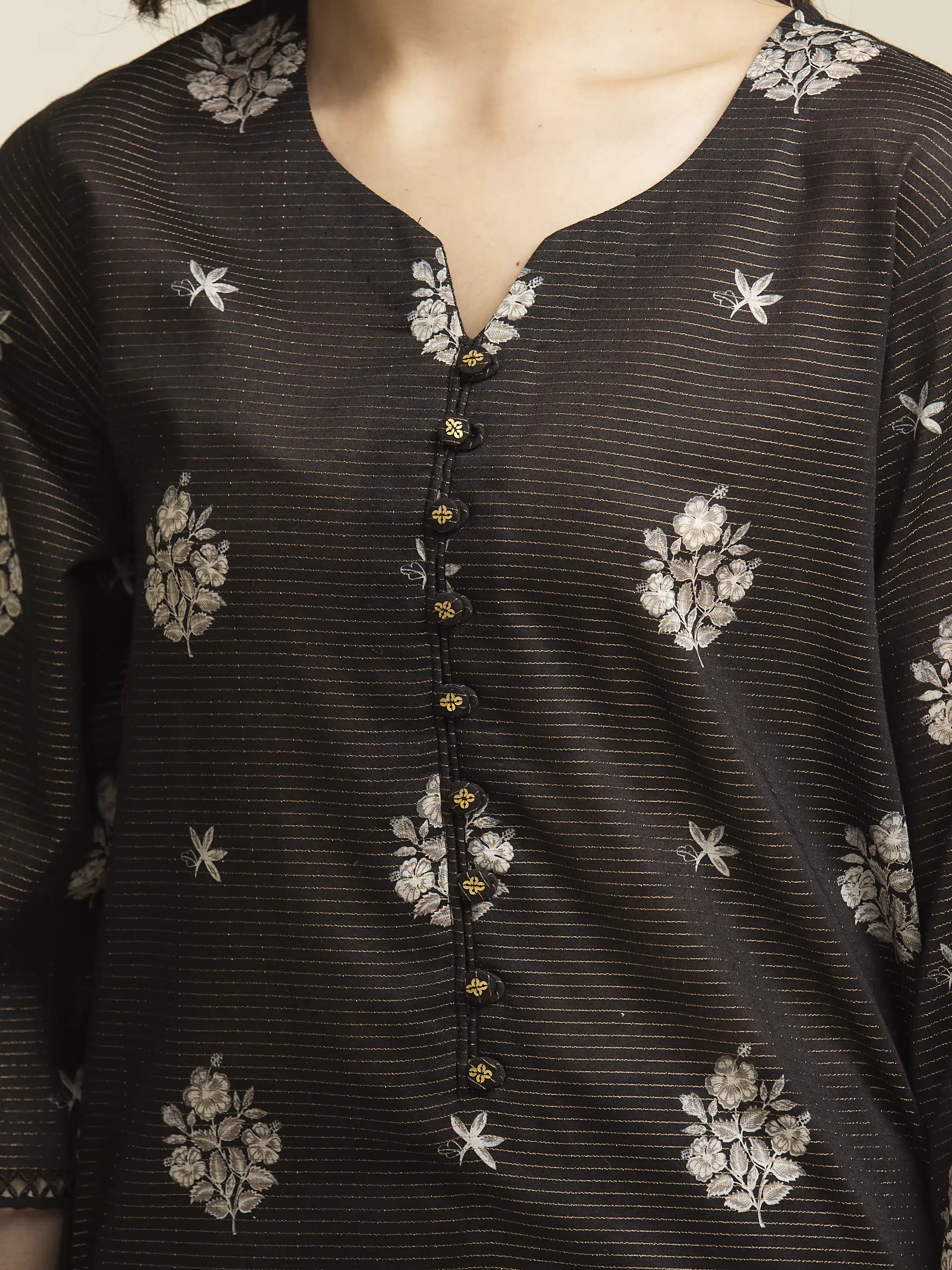 Unstitched Printed Zari Lawn Suit - EWU5M6-001-3P - Image 3
