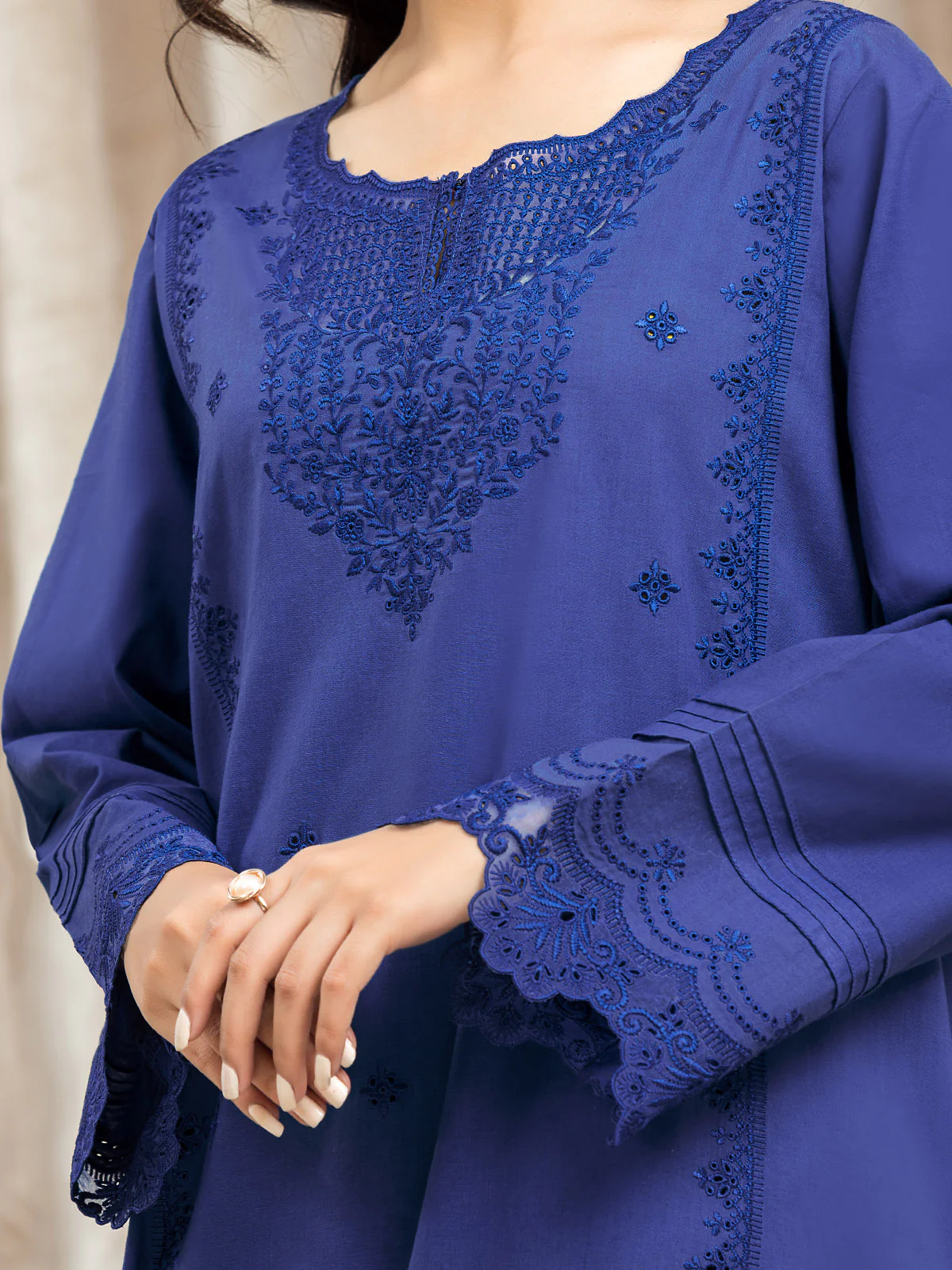 Unstitched Embroidered Cambric Shirt Trouser - EWU24V2-28616ST - Image 3