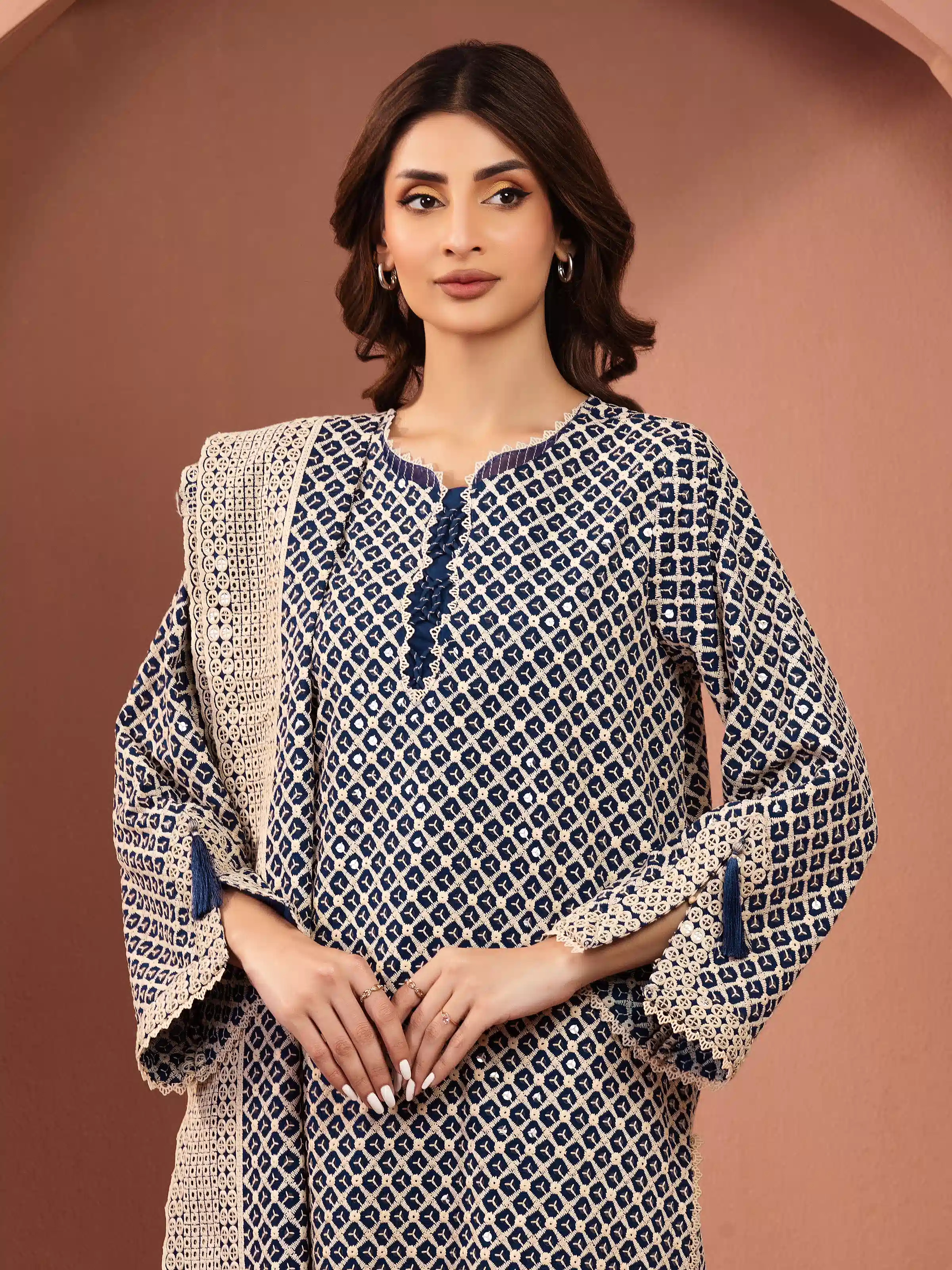 Unstitched Embroidered Cambric Suit - EWU5V2-31840-3P - Image 2
