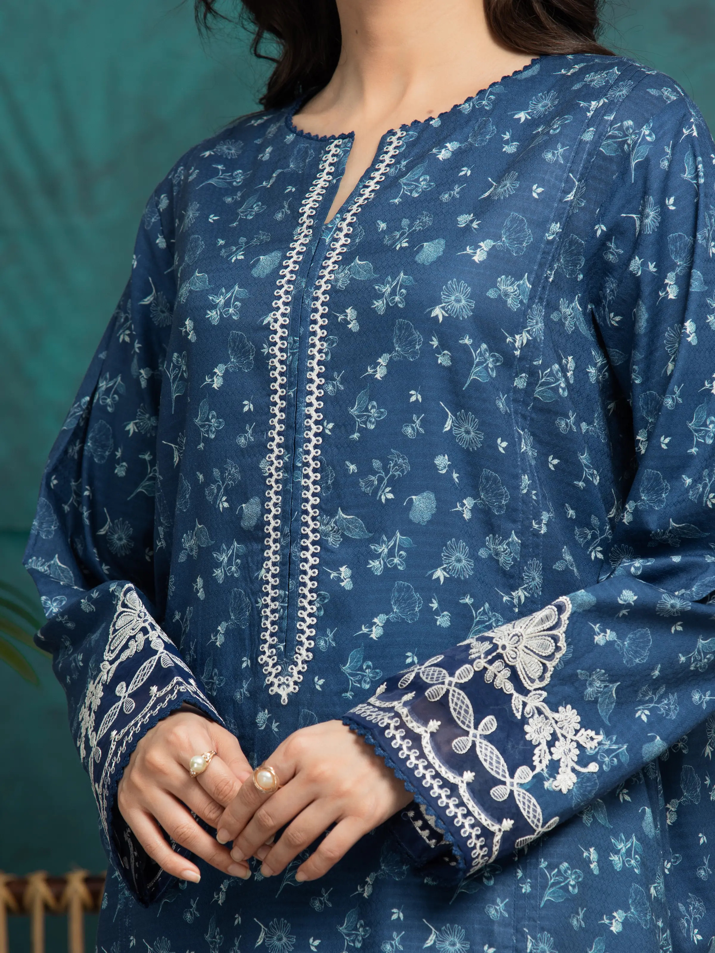 Unstitched Embroidered Dobby Suit - EWU5V7-30363-3P - Image 3