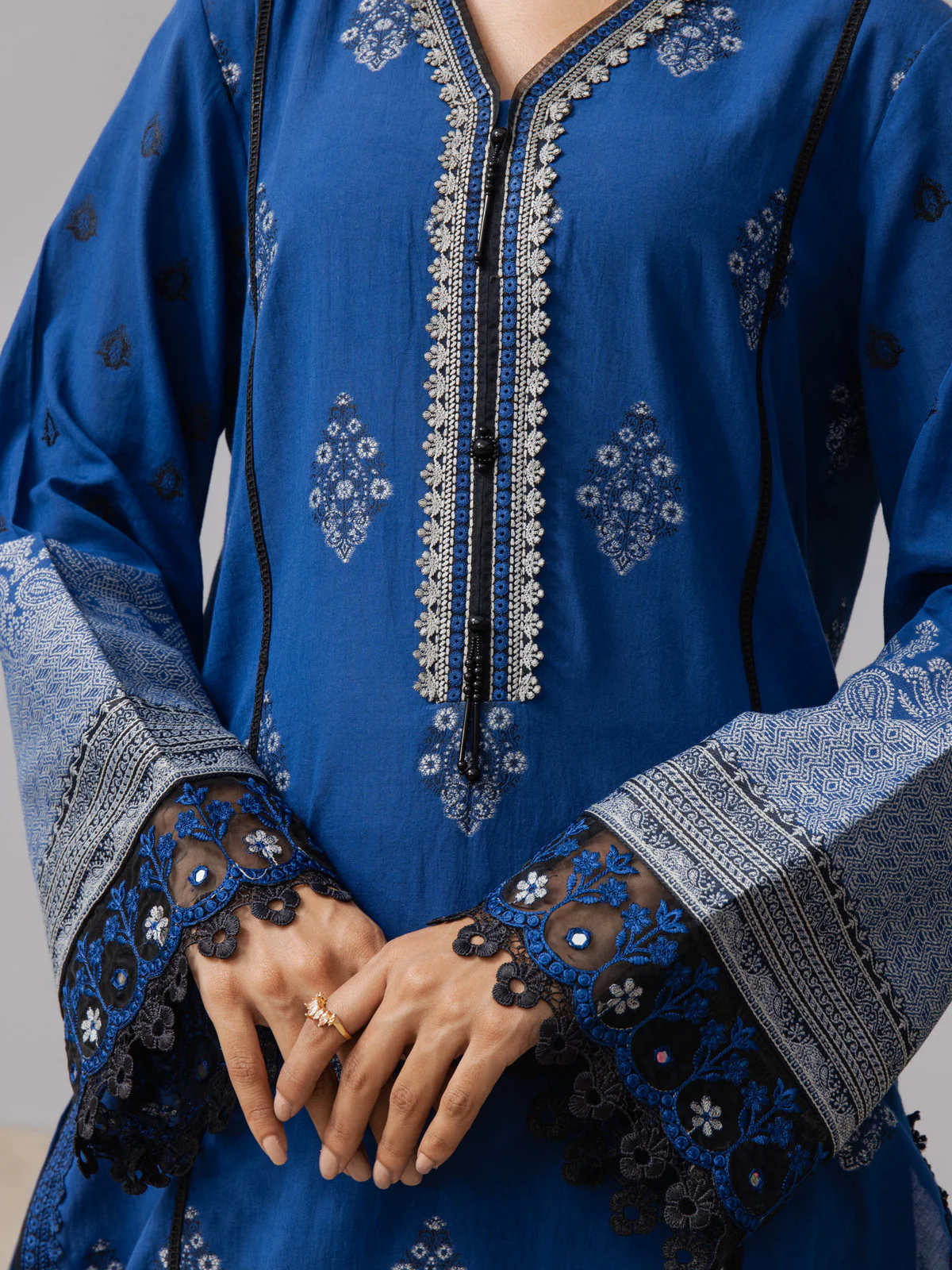 Unstitched Embroidered Jacquard Suit - EWU24V3-26622-3P - Image 3