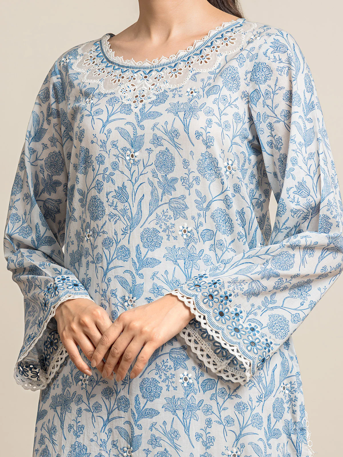 Unstitched Embroidered Lawn Shirt Trouser - EWU24V1-28606ST - Image 2