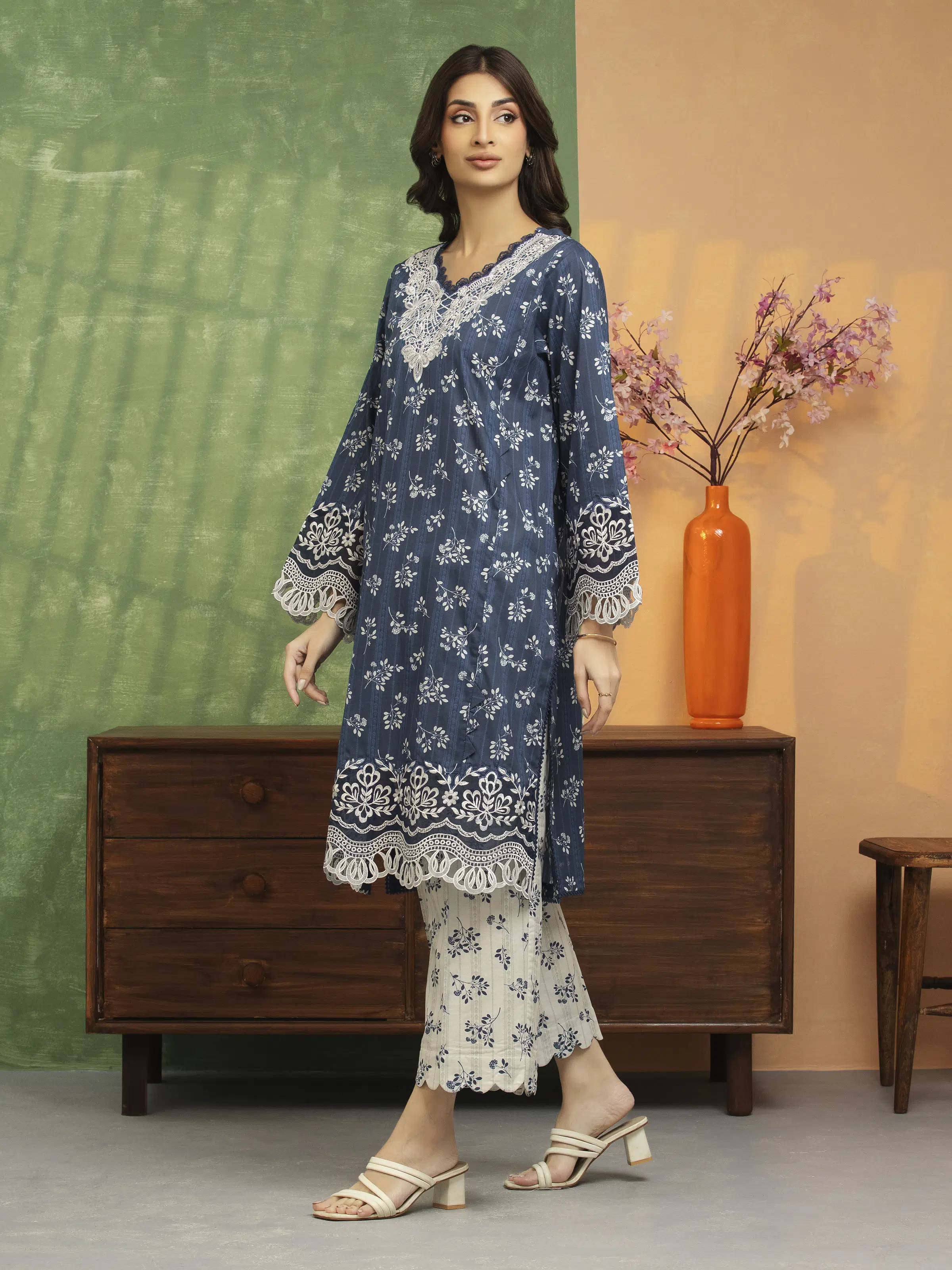 Unstitched Embroidered Lawn Shirt Trouser - EWU5V1-31465ST