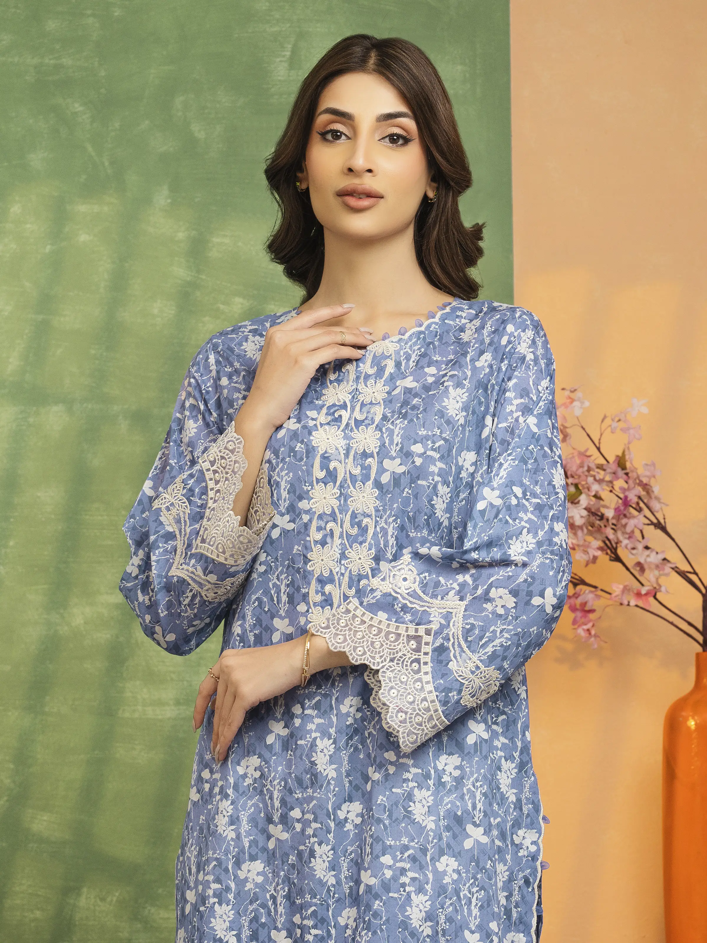 Unstitched Embroidered Lawn Shirt Trouser - EWU5V1-31469ST - Image 3