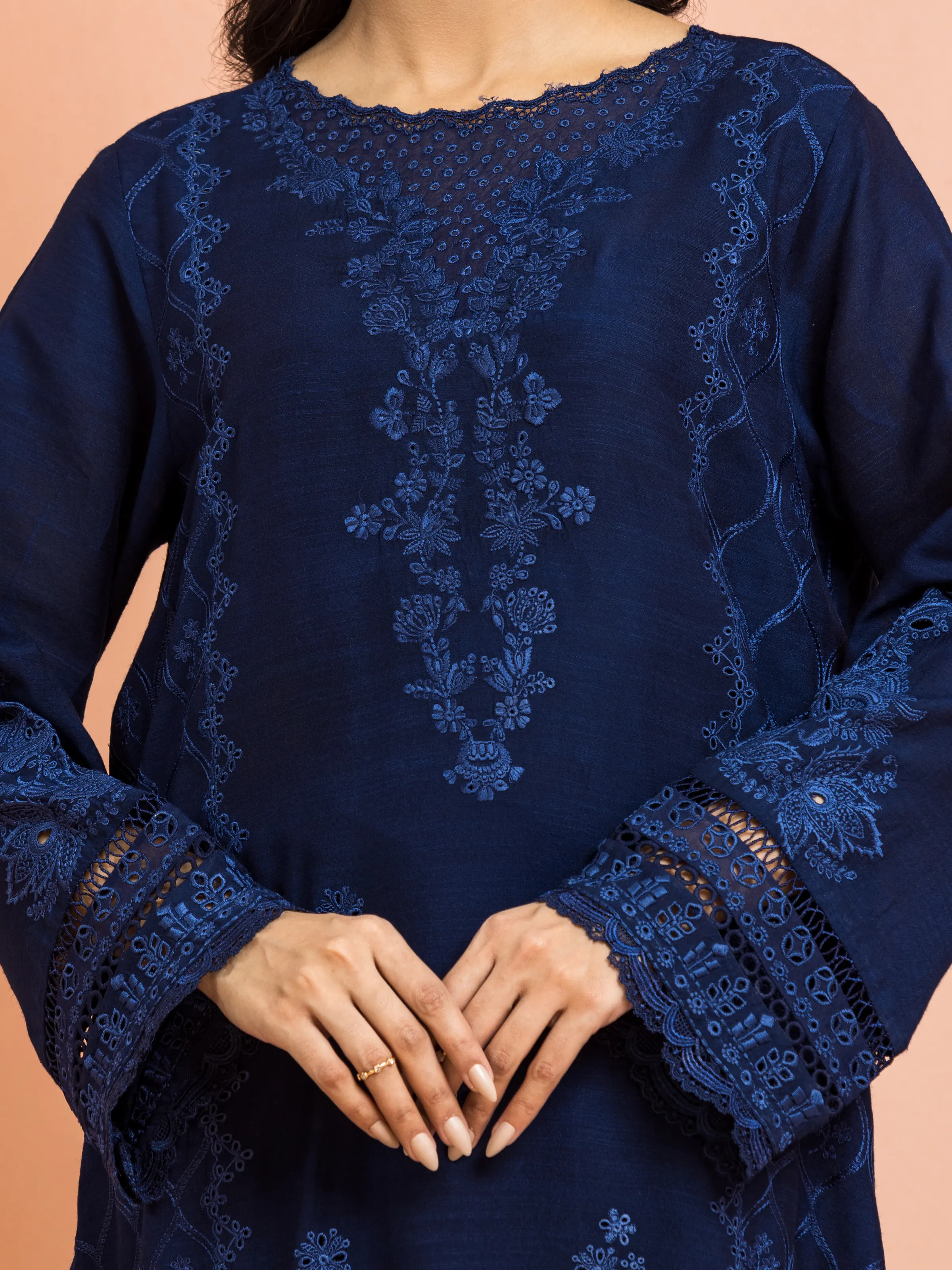 Unstitched Embroidered Raw Silk Suit - EWU24V16-30010-3P - Image 4