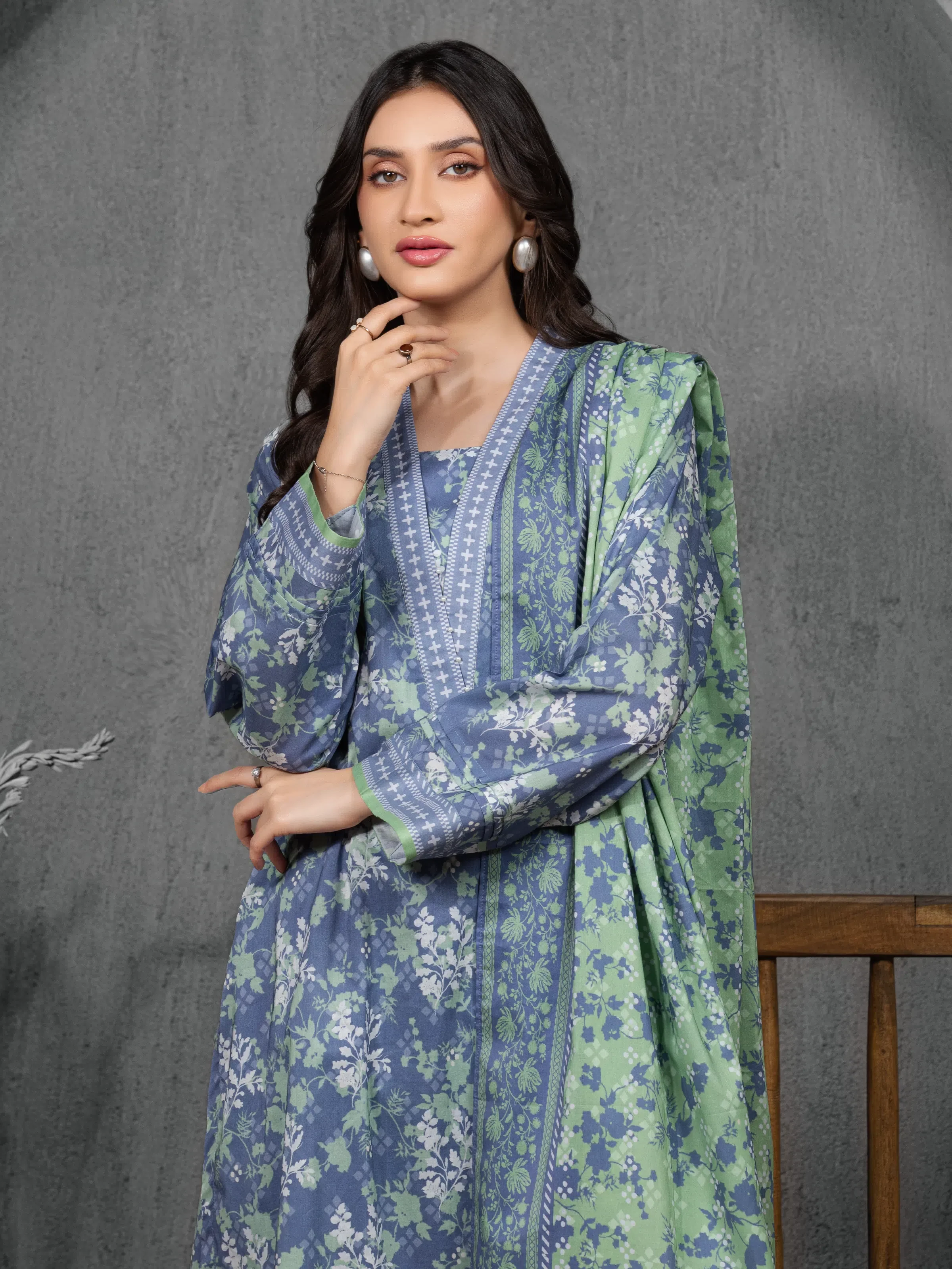 Unstitched Printed Cambric Suit - EWU5A2-35834-3P - Image 2