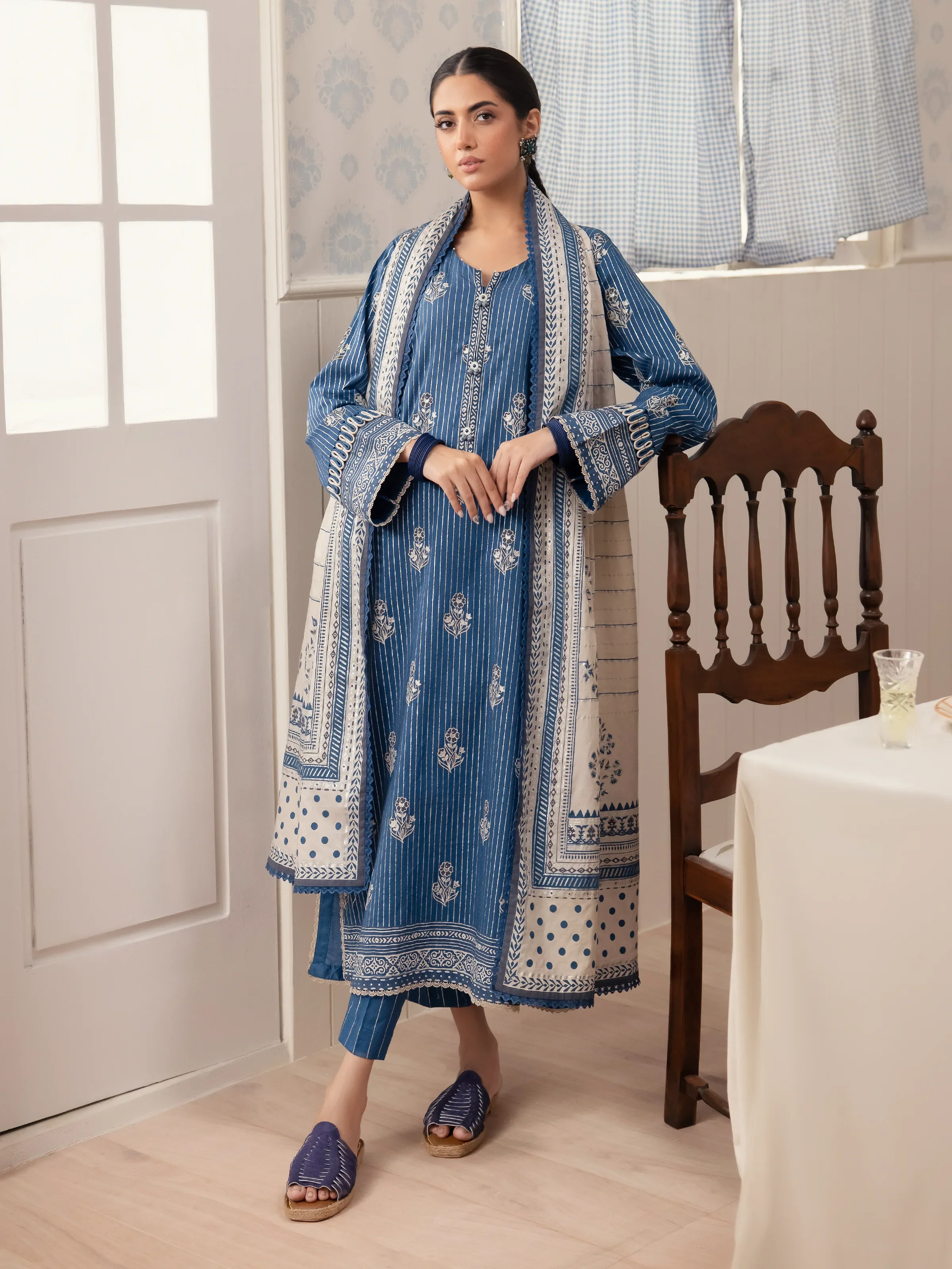 Unstitched Block Print Cambric Suit - EWU24M1-053