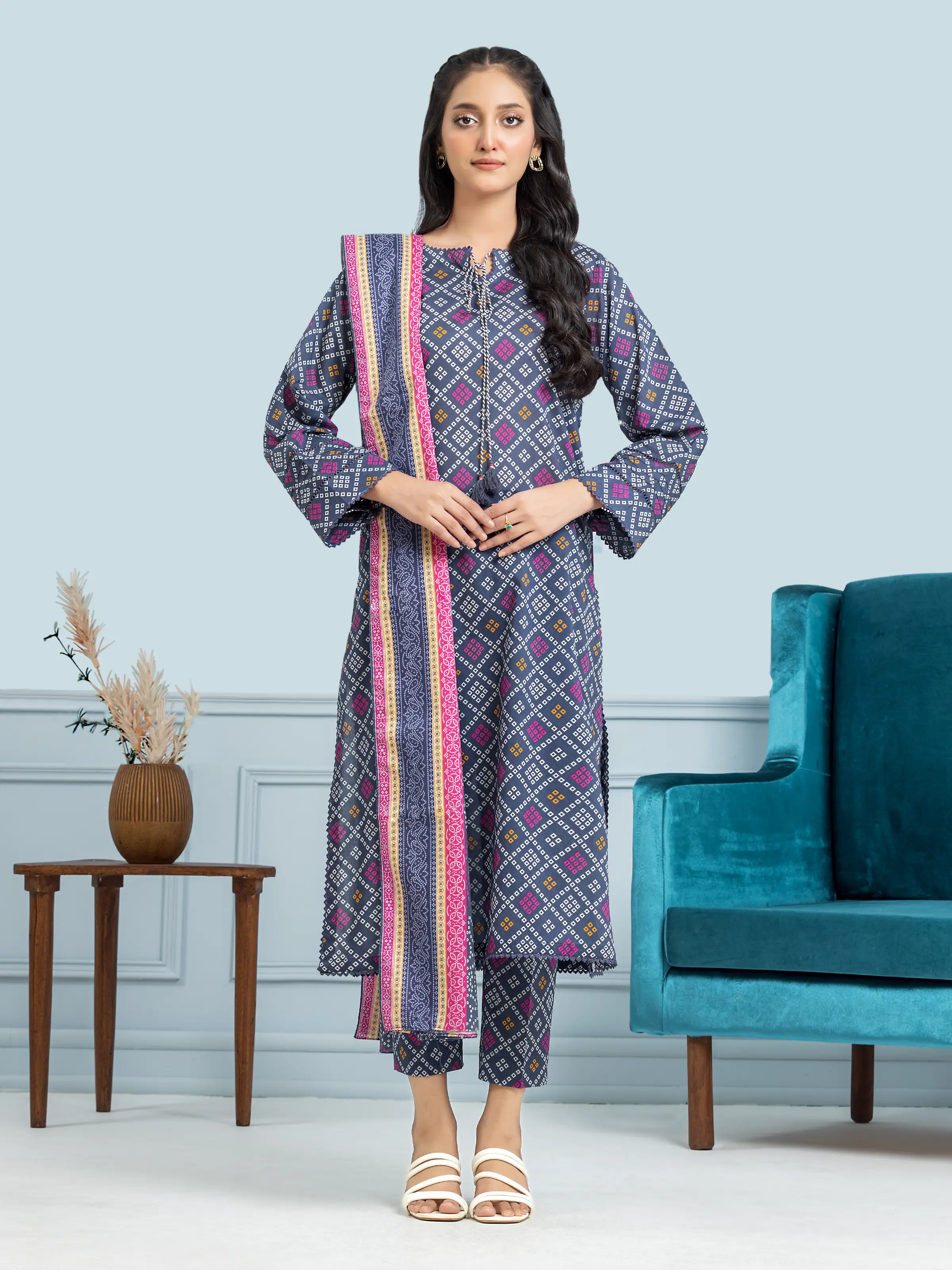 Unstitched Printed Khaddar Suit - EWU24A3-29321-3P