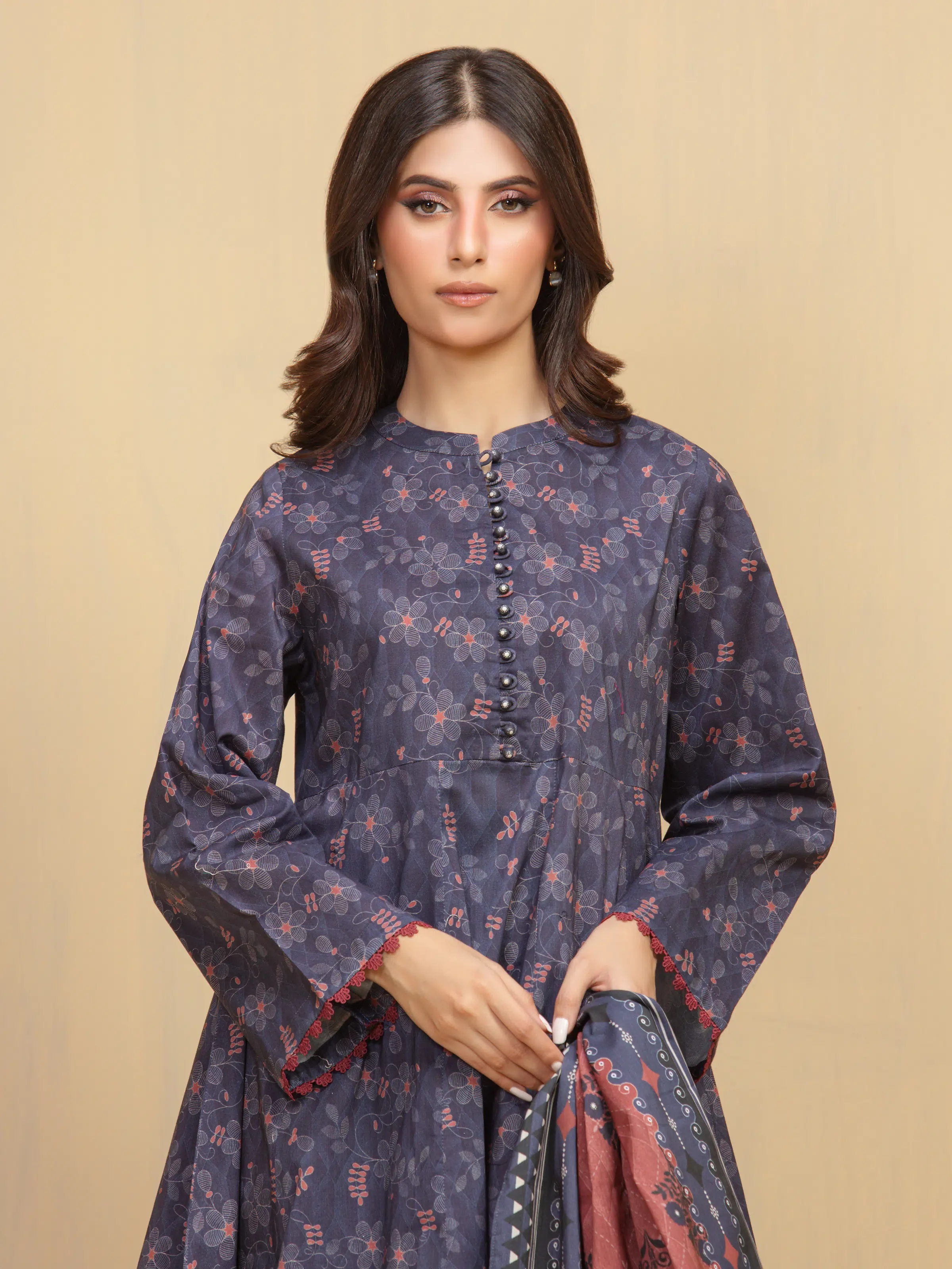 Unstitched Printed Khaddar Suit - EWU5A3-36007-3P - Image 2