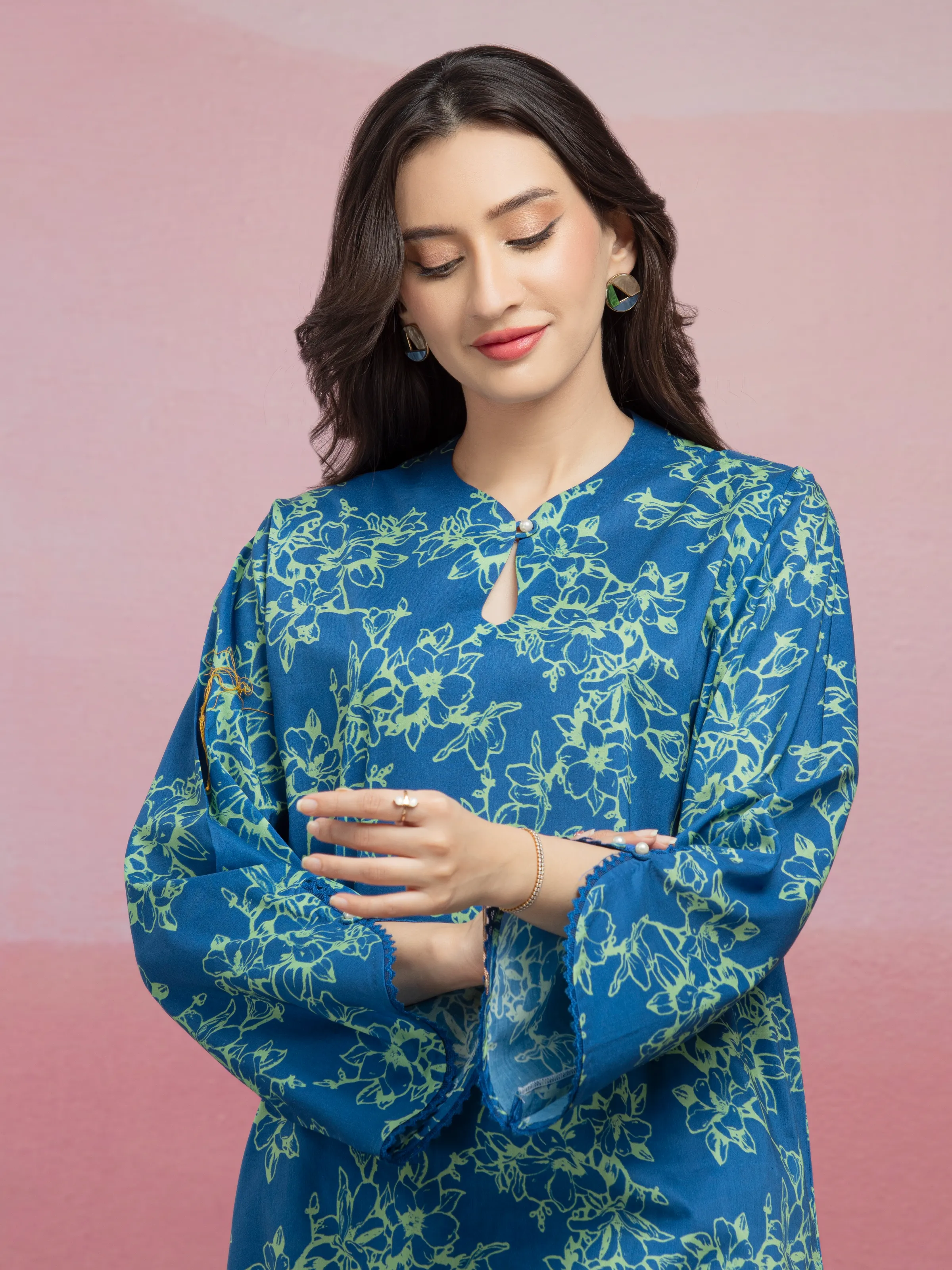 Unstitched Printed Lawn Shirt Trouser - EWU5A1-35421ST - Image 3