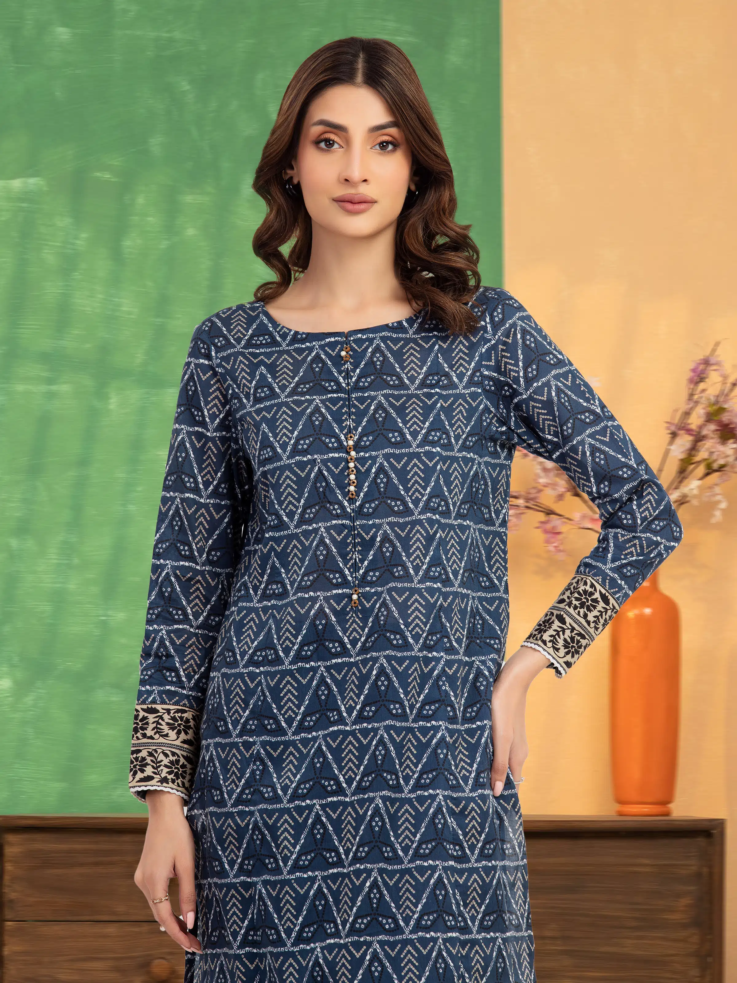 Unstitched Printed Lawn Shirt Trouser - EWU5A1-35705ST - Image 2
