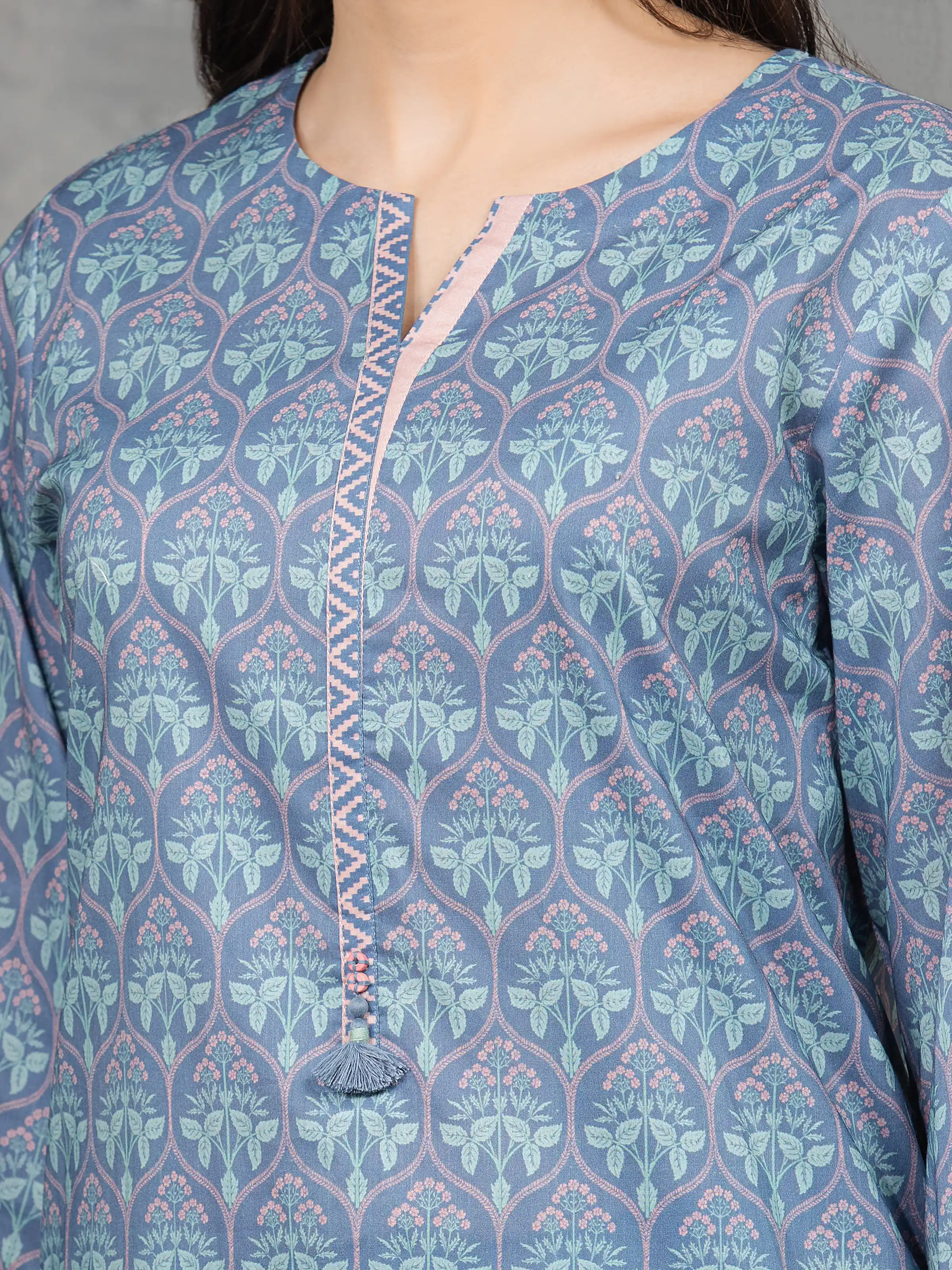 Unstitched Blue Printed Lawn Suit - EWU6A1-36518-3P - Image 3
