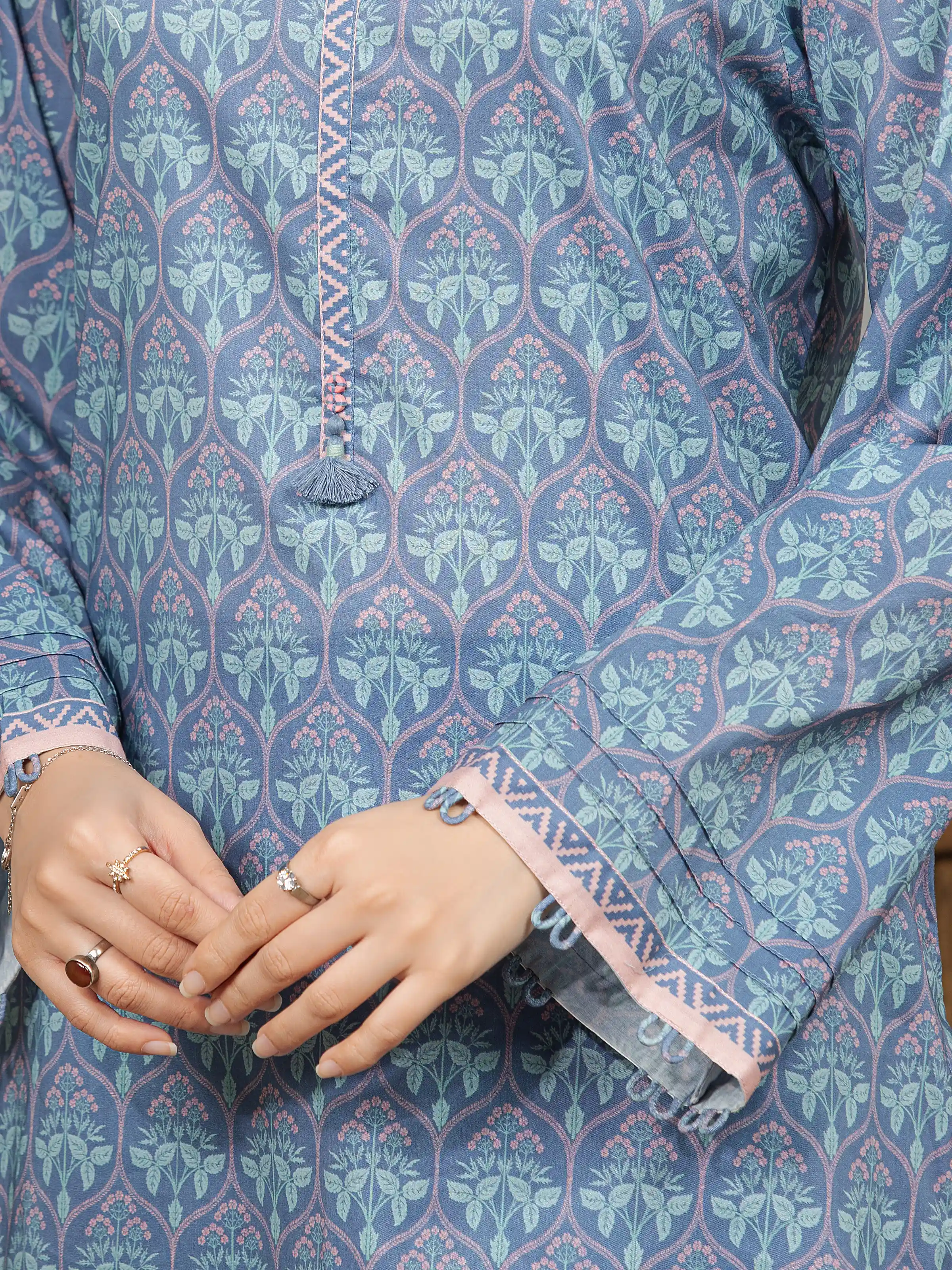 Unstitched Blue Printed Lawn Suit - EWU6A1-36518-3P - Image 4