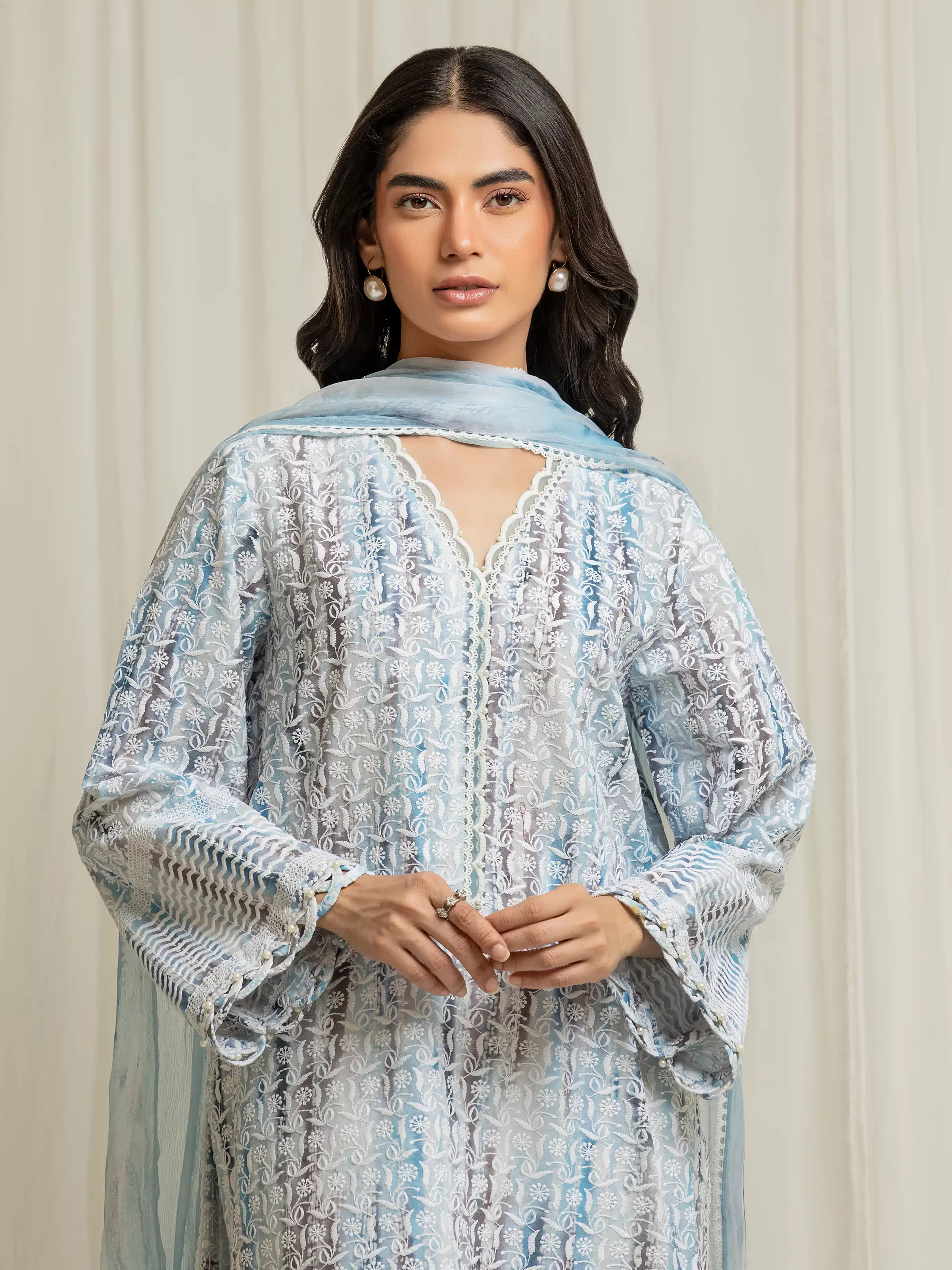 Unstitched Embroidered Cambric Suit - EWU6V2-33505-3P - Image 2