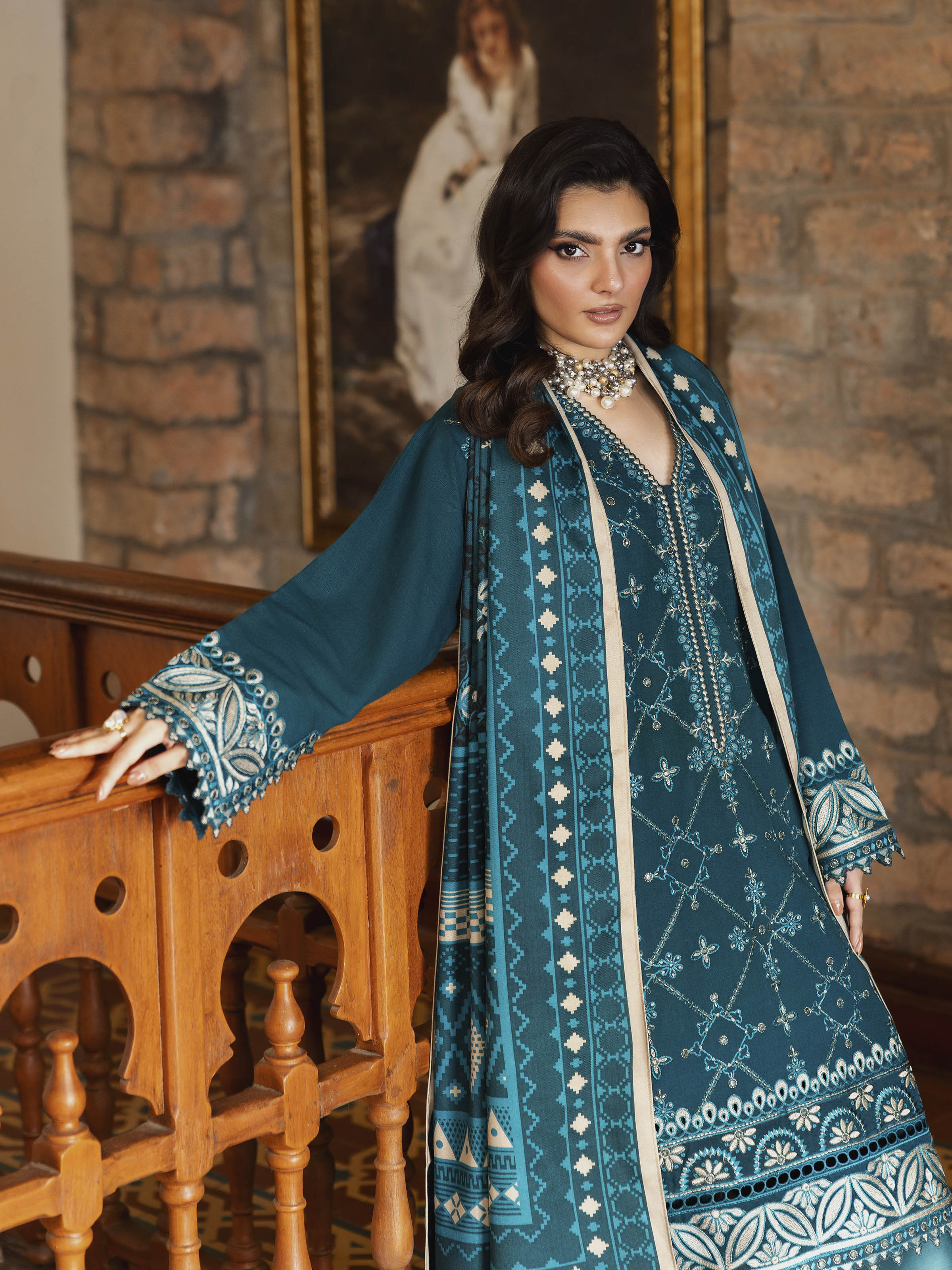 Unstitched Embroidered Khaddar Suit - EWU5V11-32010-3P - Image 3