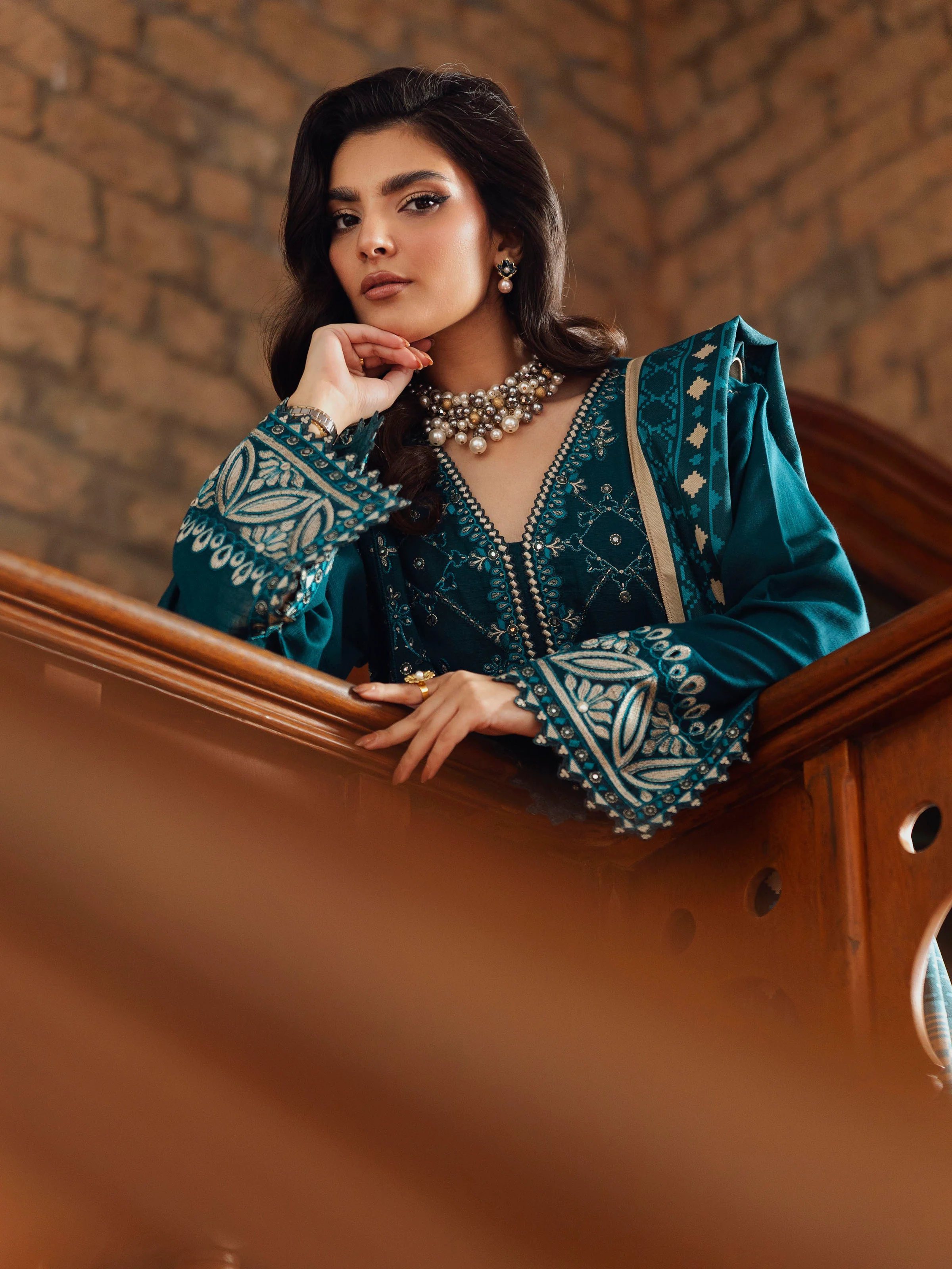 Unstitched Embroidered Khaddar Suit - EWU5V11-32010-3P - Image 5