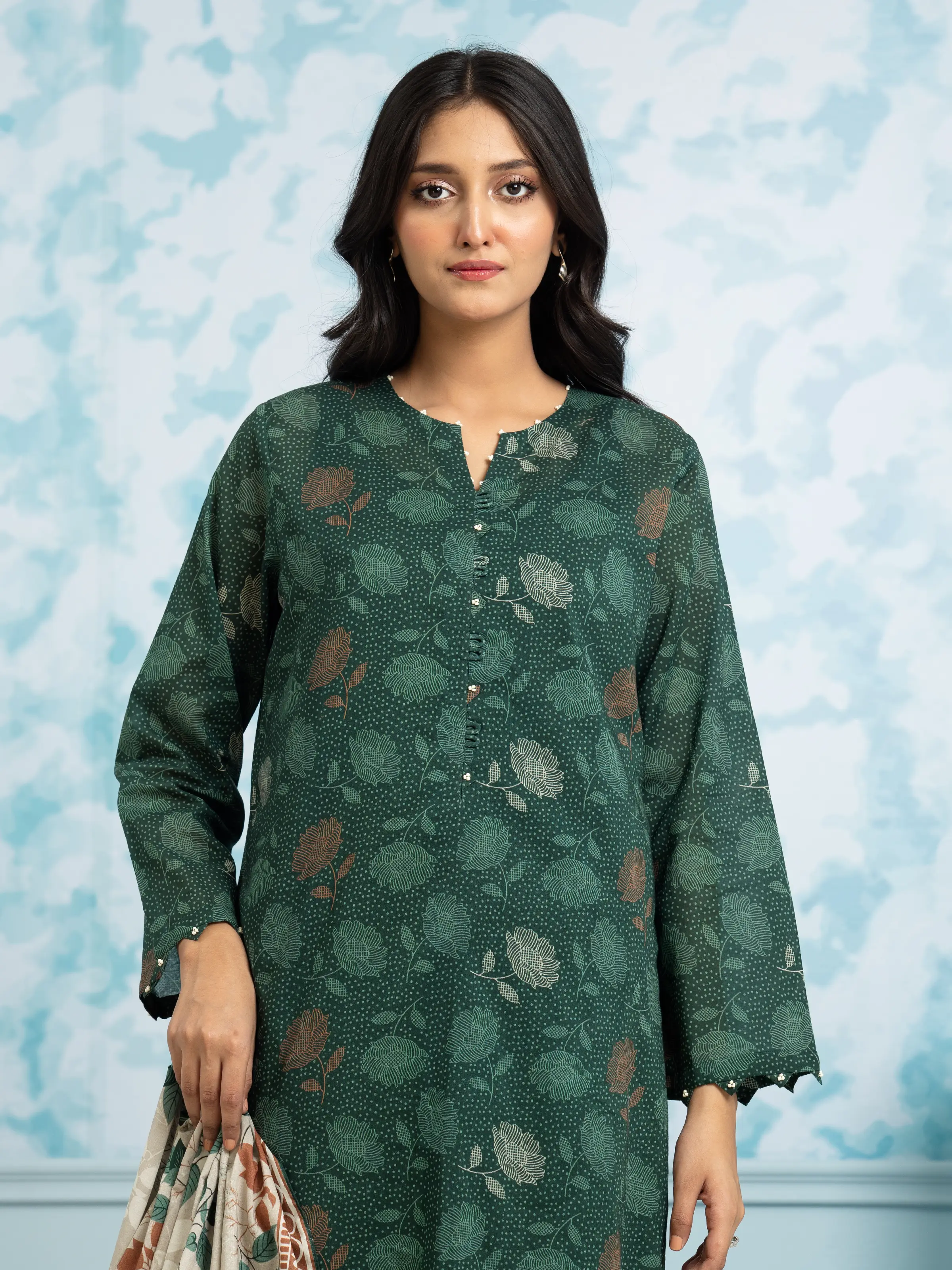 Unstitched Printed Khaddar Suit - EWU24A3-29712-3P - Image 3