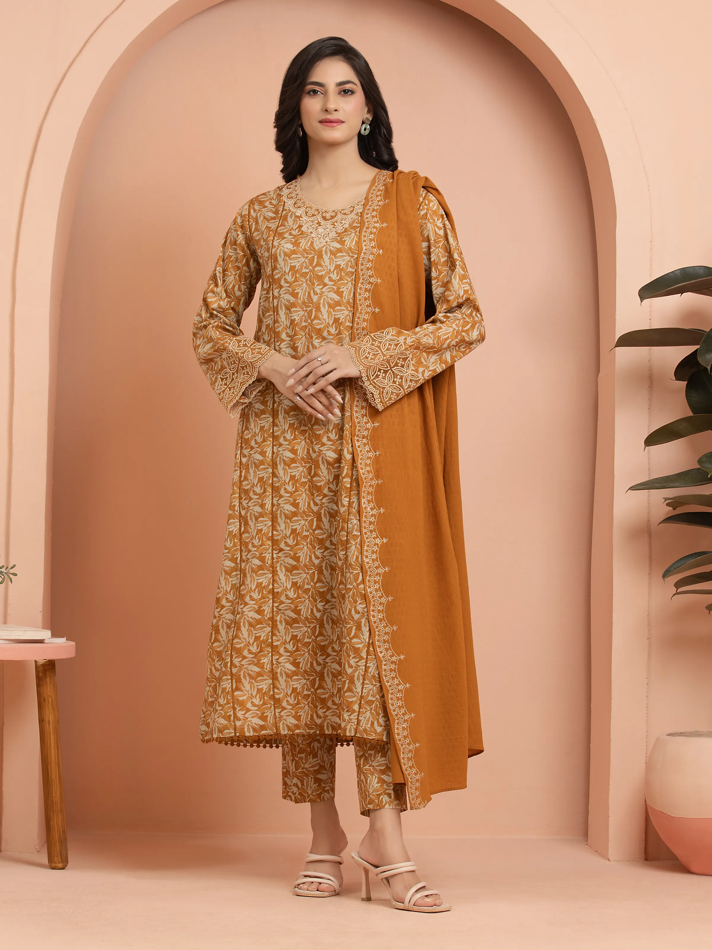 Unstitched Embroidered Khaddar Shirt Trouser - EWU24V11-30198ST - Image 2