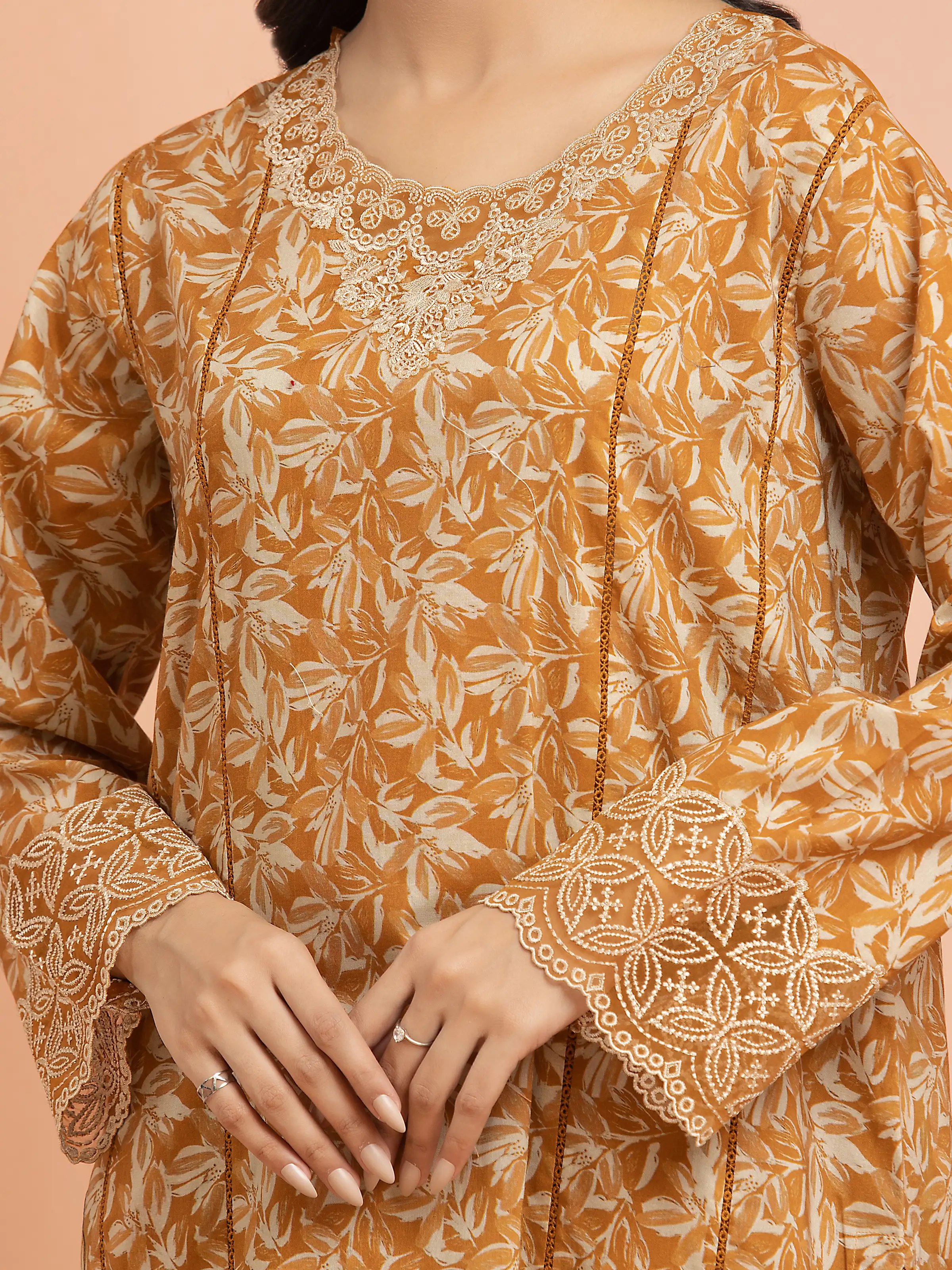 Unstitched Embroidered Khaddar Shirt Trouser - EWU24V11-30198ST - Image 5