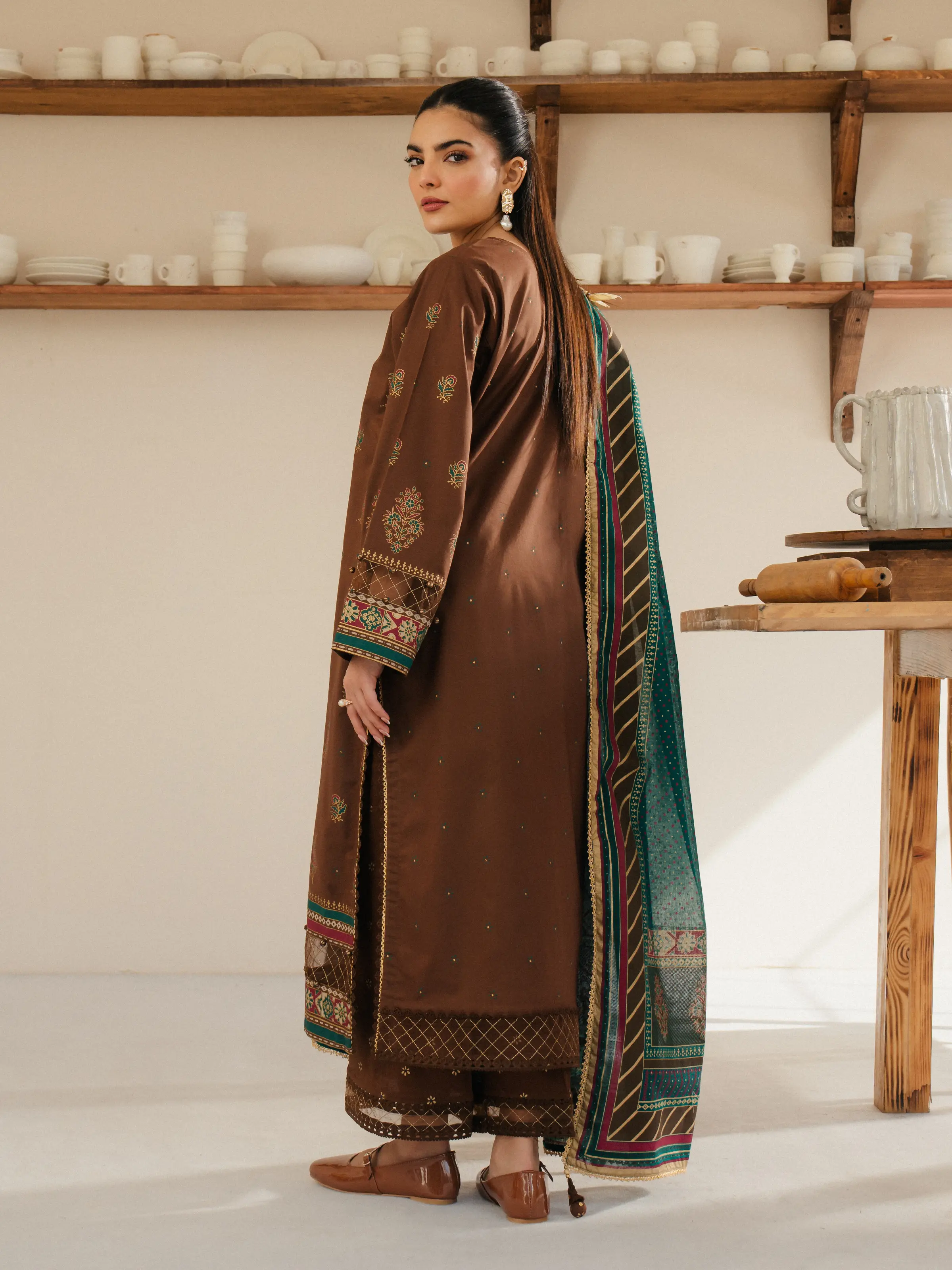 Unstitched Block Print Cambric Suit - EWU5M1-002-3P - Image 2