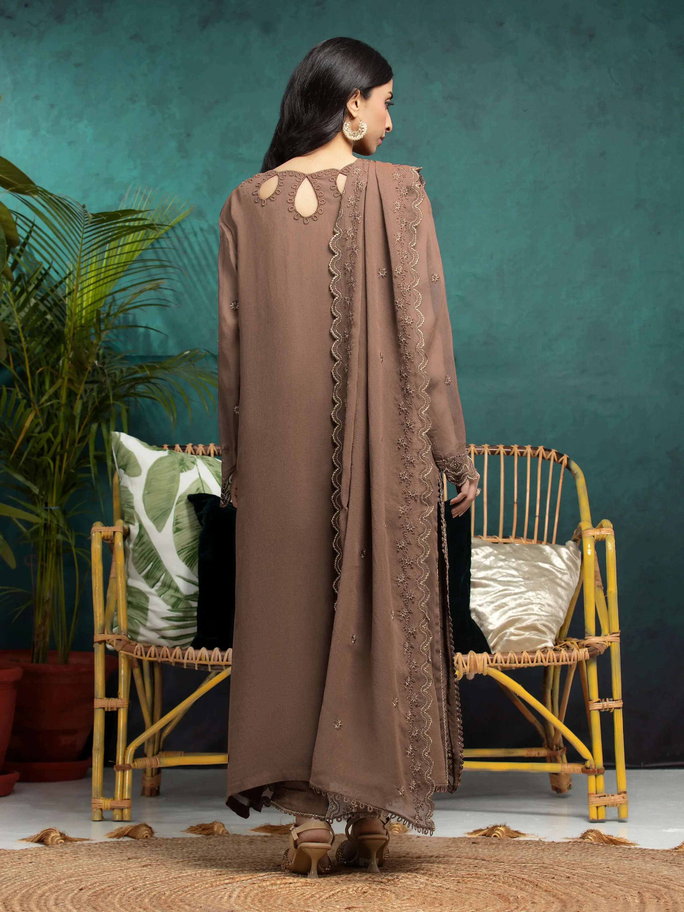 Unstitched Embroidered Chiffon Suit - EWU24V5-30325-3P - Image 2