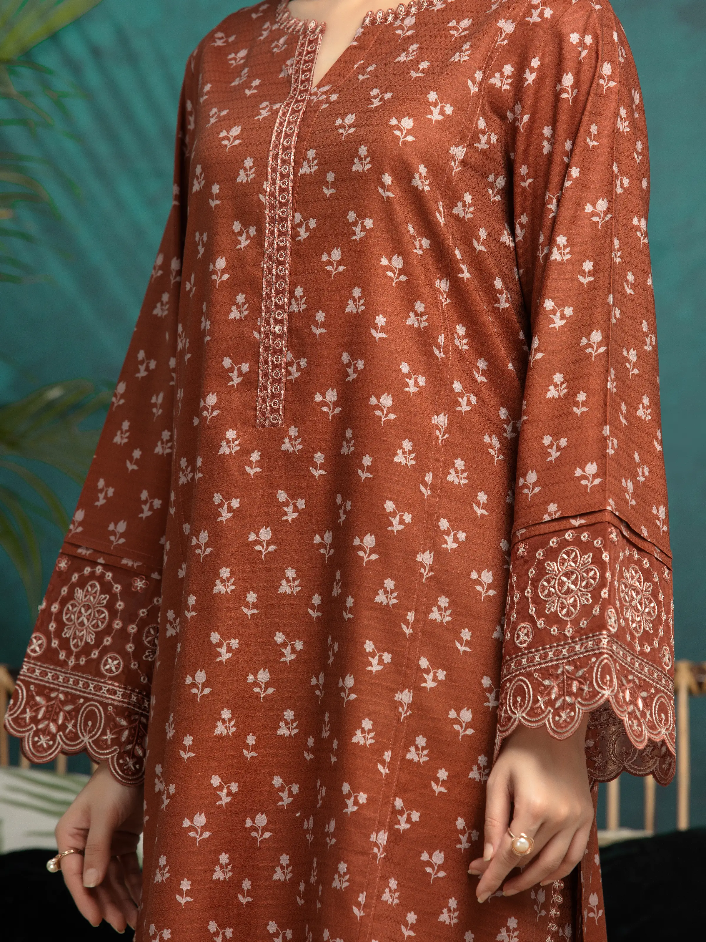 Unstitched Embroidered Dobby Suit - EWU5V7-30366-3P - Image 2