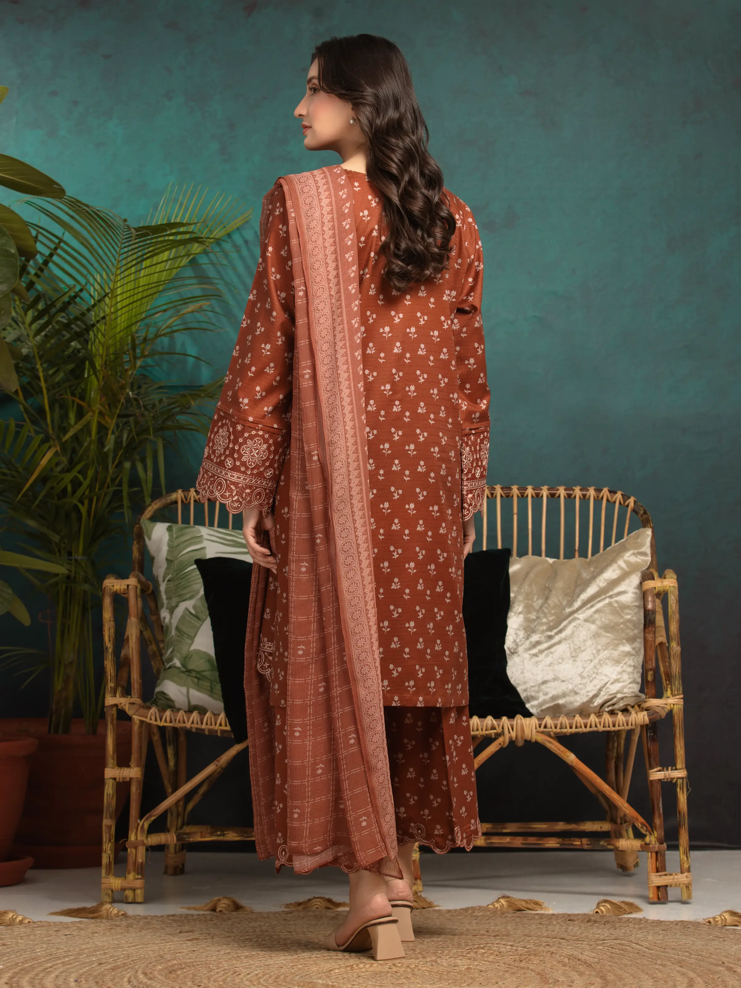 Unstitched Embroidered Dobby Suit - EWU5V7-30366-3P - Image 4