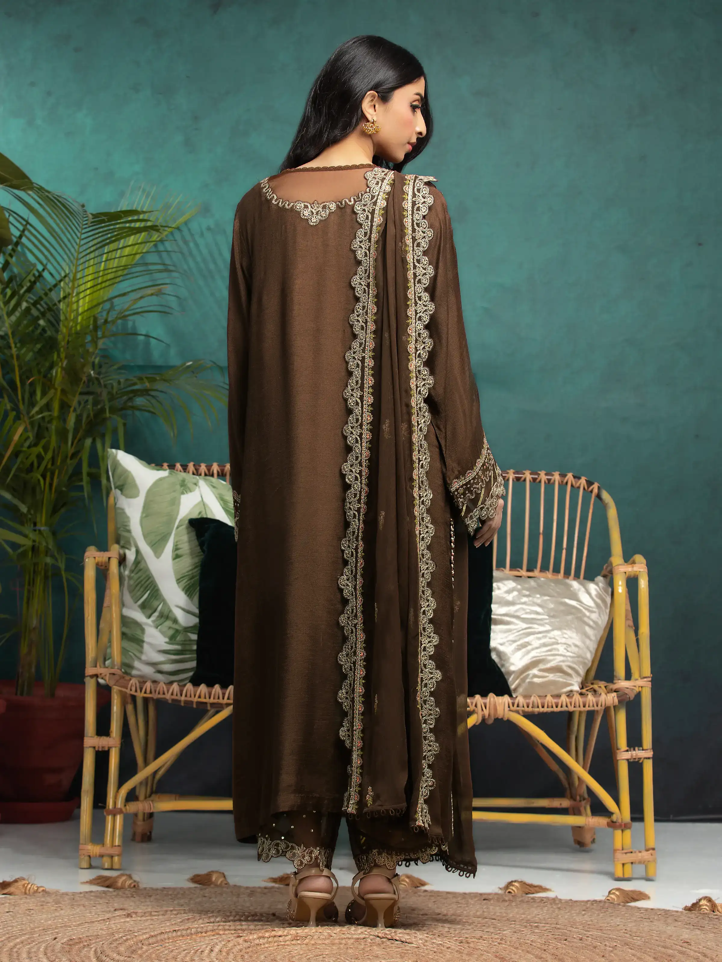 Unstitched Embroidered Raw Silk Suit - EWU24V16-30286-3P - Image 2