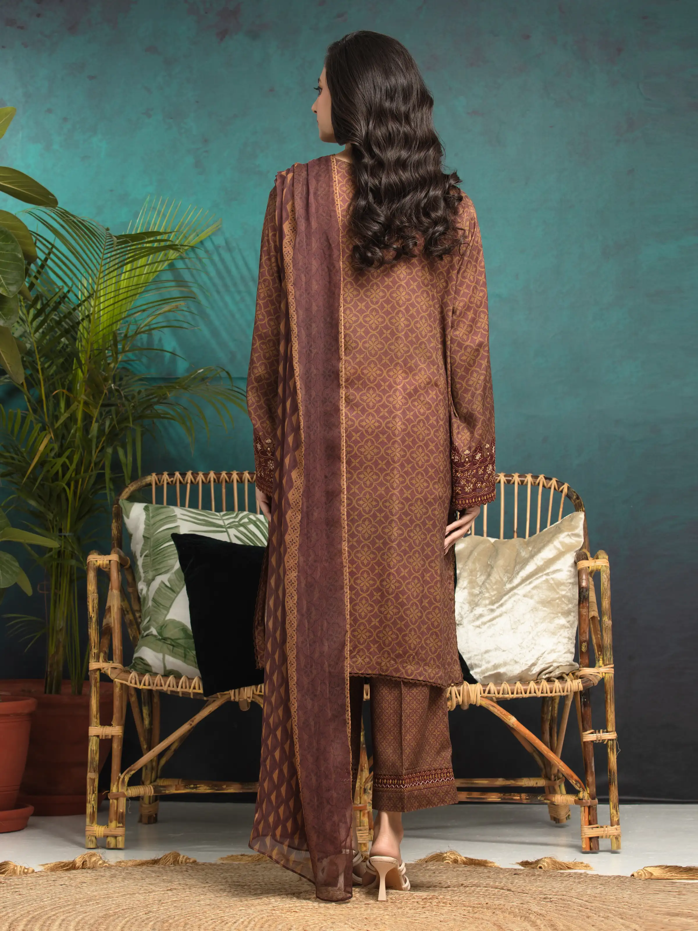Unstitched Embroidered Raw Silk Suit - EWU24V16-30371-3P - Image 2