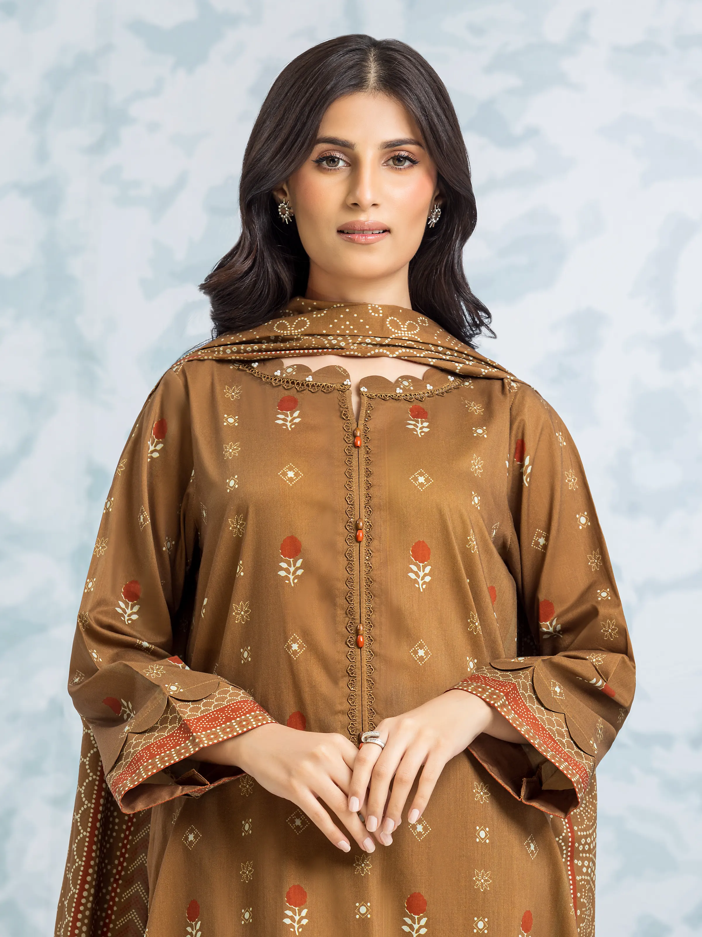 Unstitched Printed Khaddar Suit - EWU24A3-29323-3P - Image 2