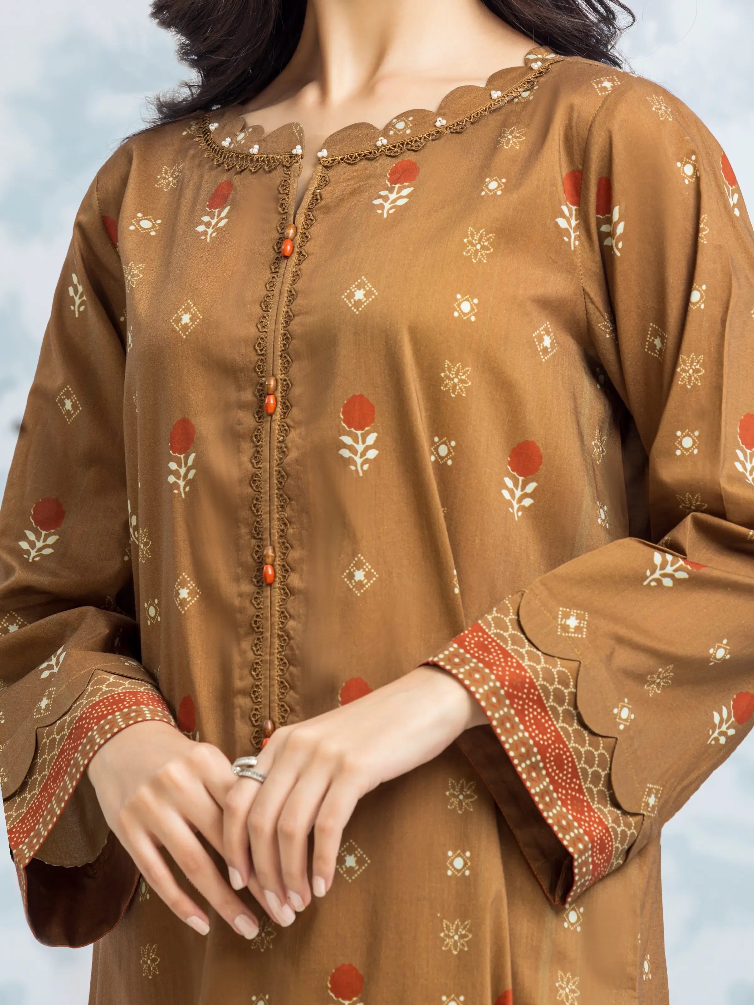 Unstitched Printed Khaddar Suit - EWU24A3-29323-3P - Image 3