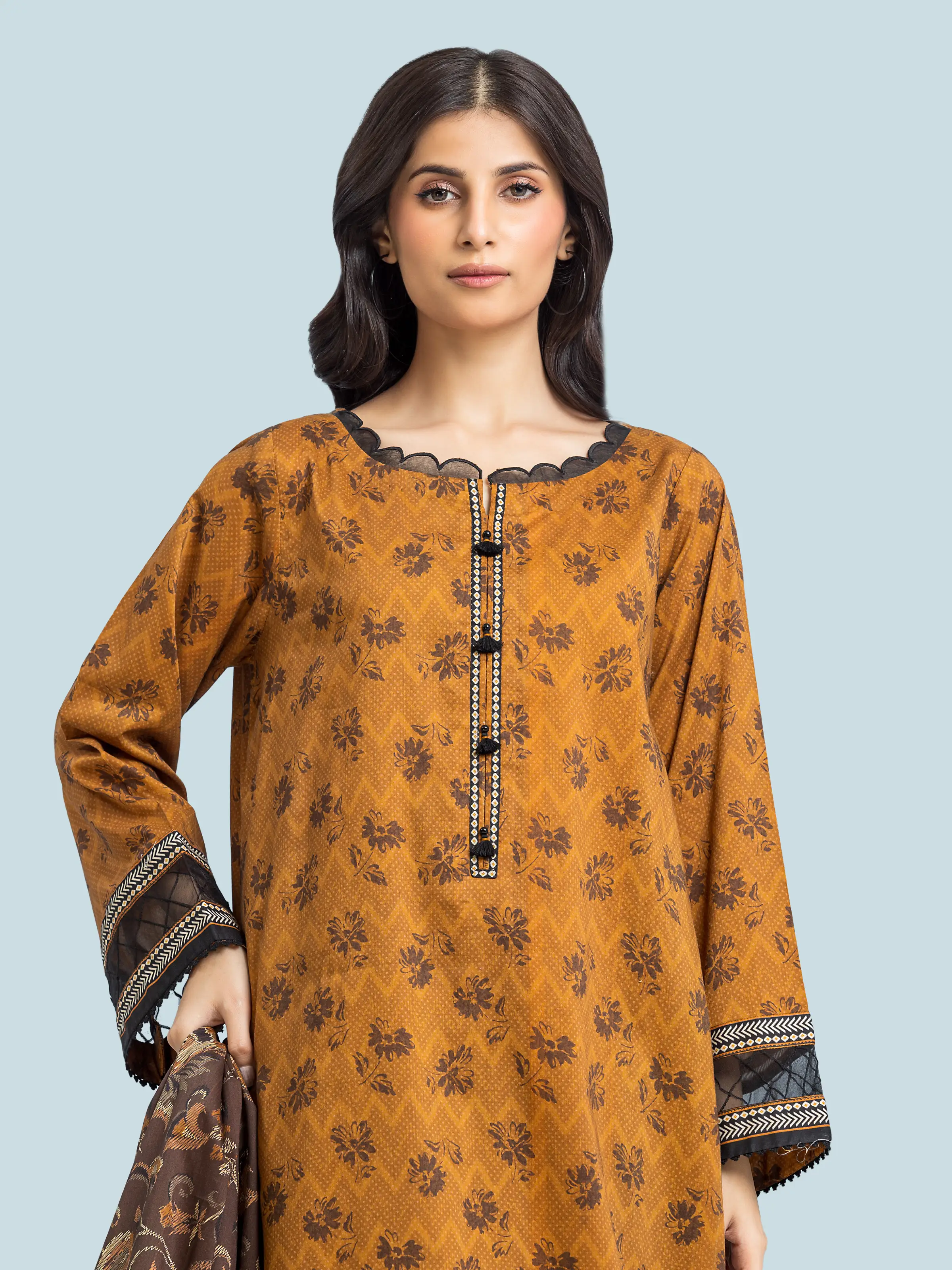 Unstitched Printed Khaddar Suit - EWU24A3-29578-3P - Image 3