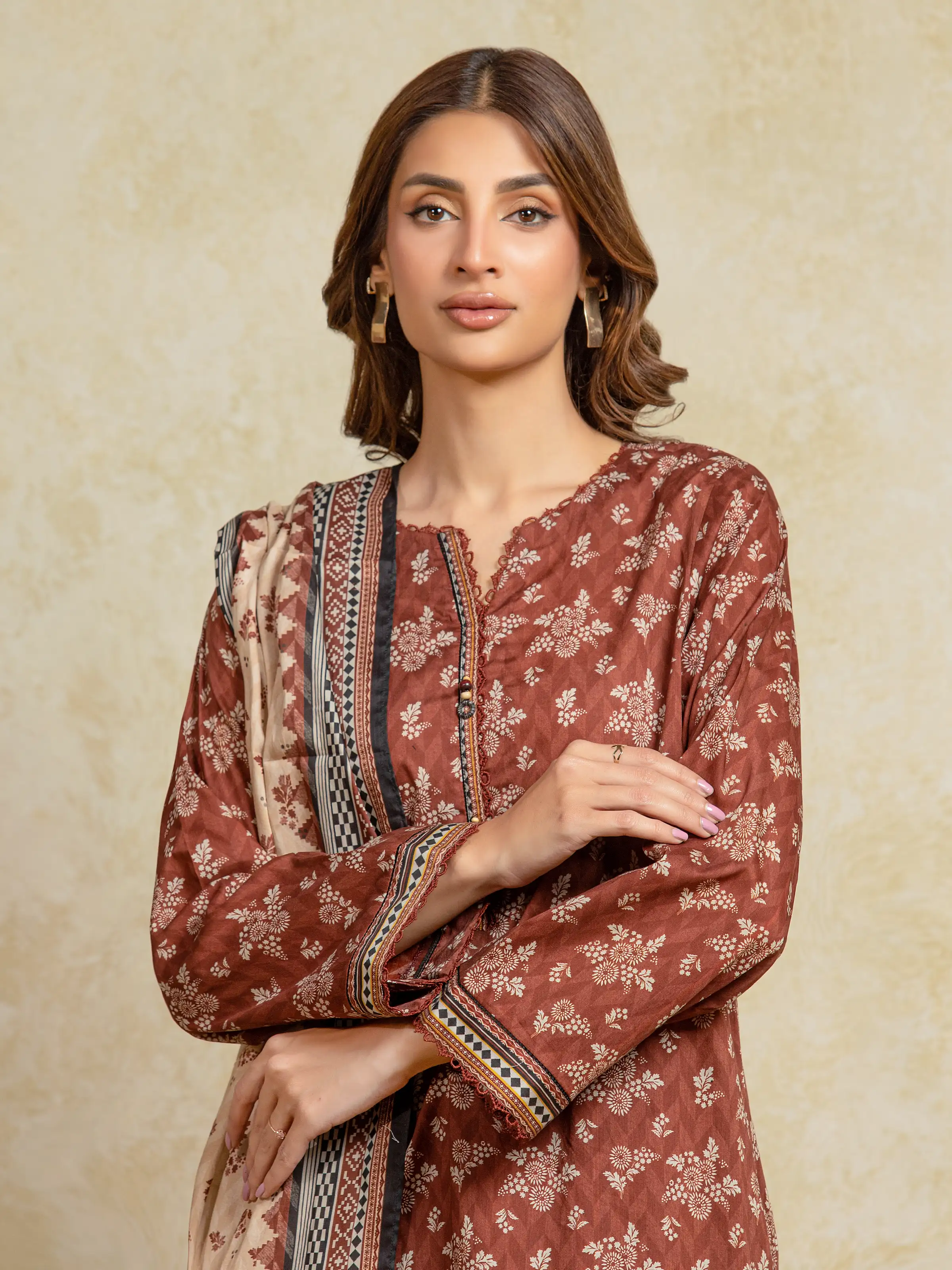 Unstitched Printed Khaddar Suit - EWU5A3-35936-3P - Image 2