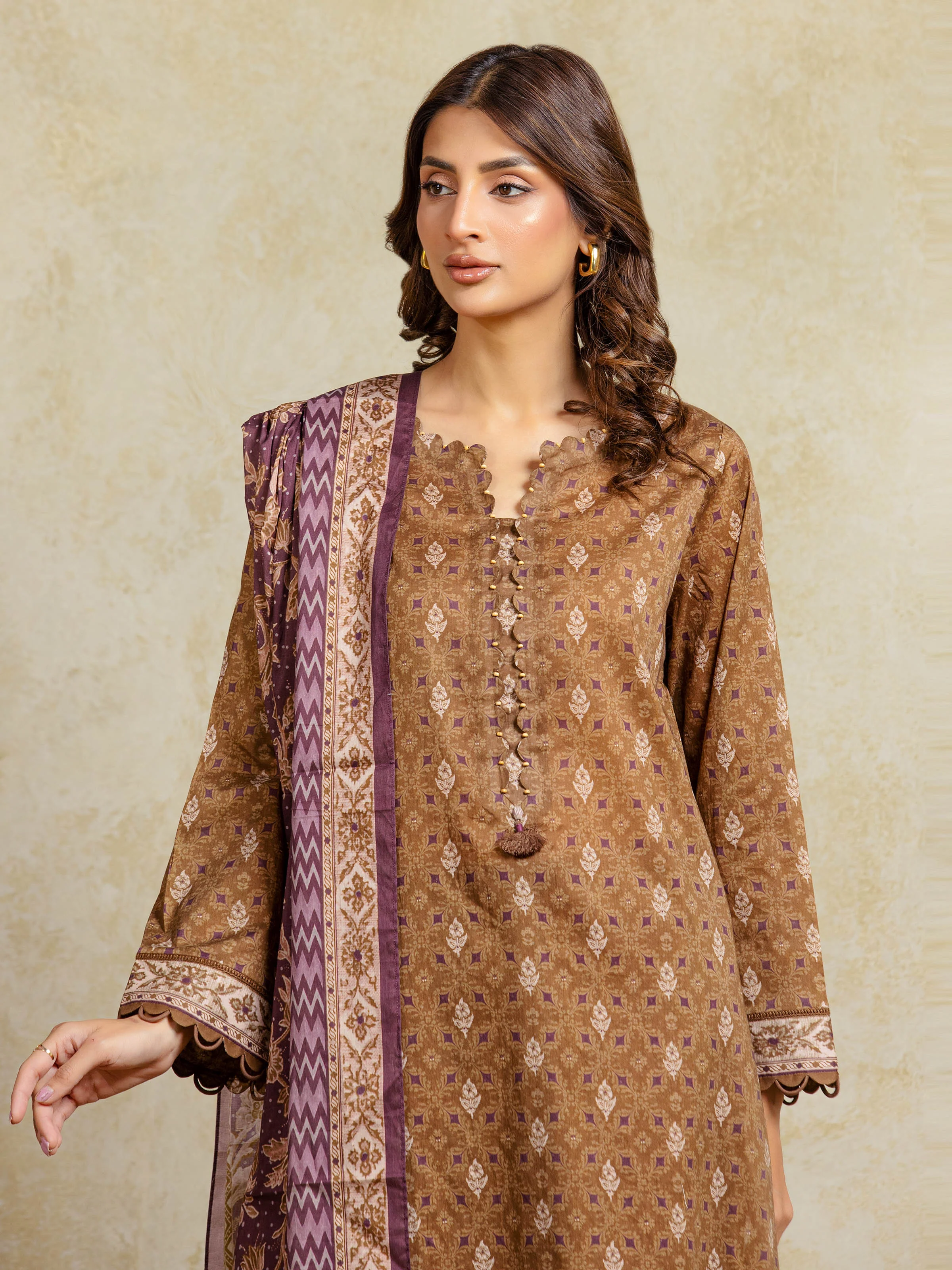 Unstitched Printed Khaddar Suit - EWU5A3-35942-3P - Image 2