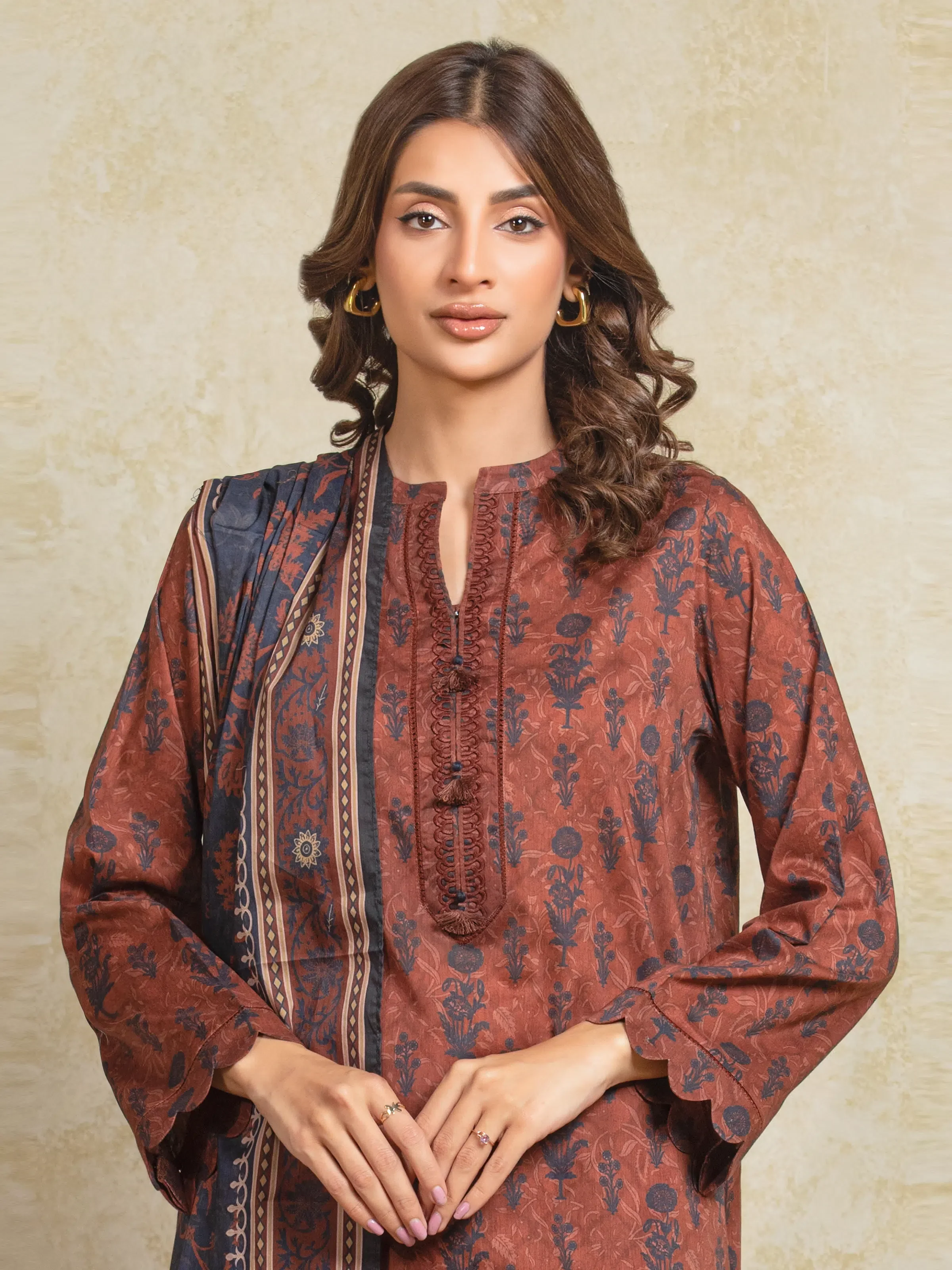 Unstitched Printed Khaddar Suit - EWU5A3-35955-3P - Image 2