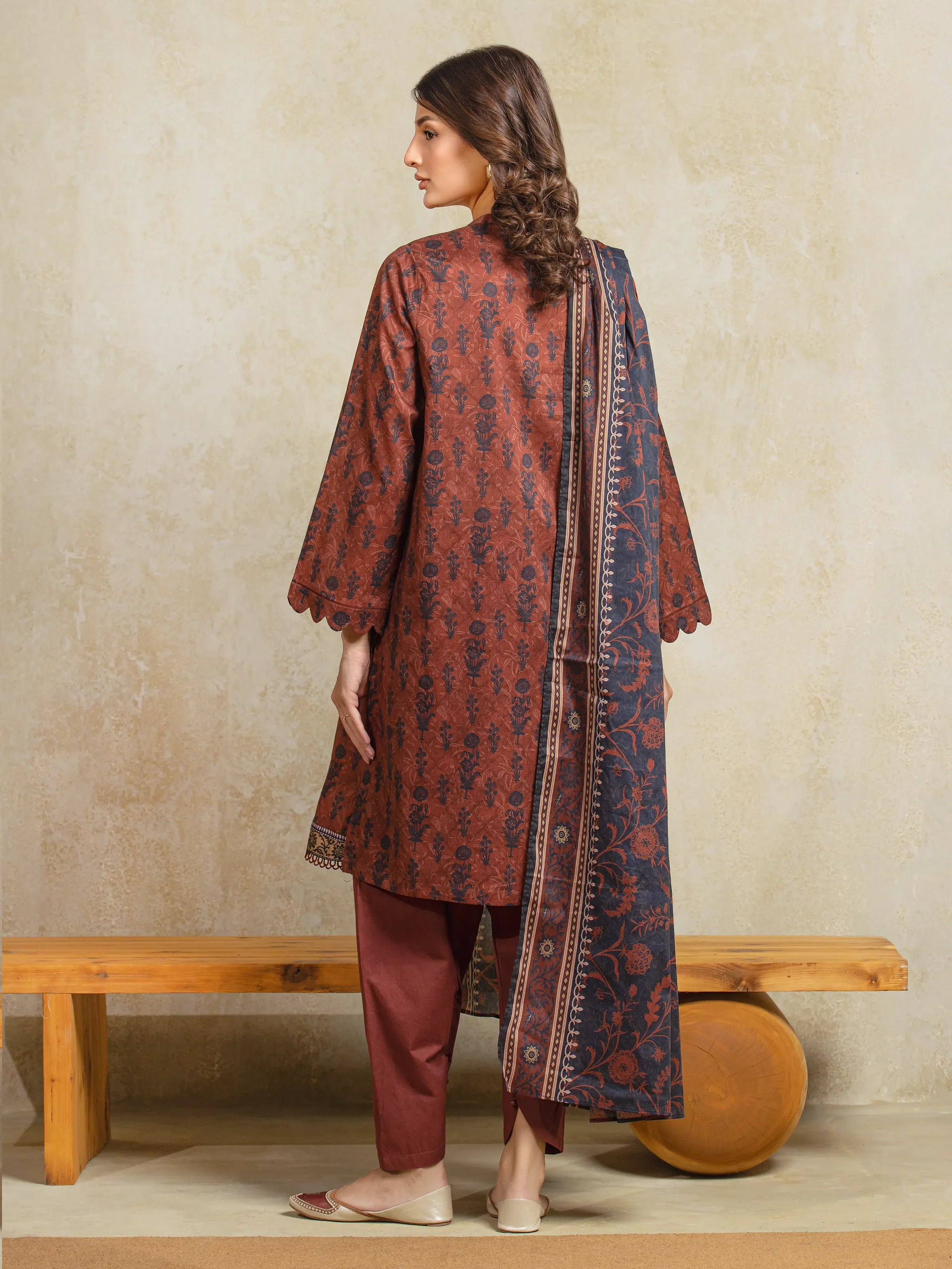 Unstitched Printed Khaddar Suit - EWU5A3-35955-3P - Image 6