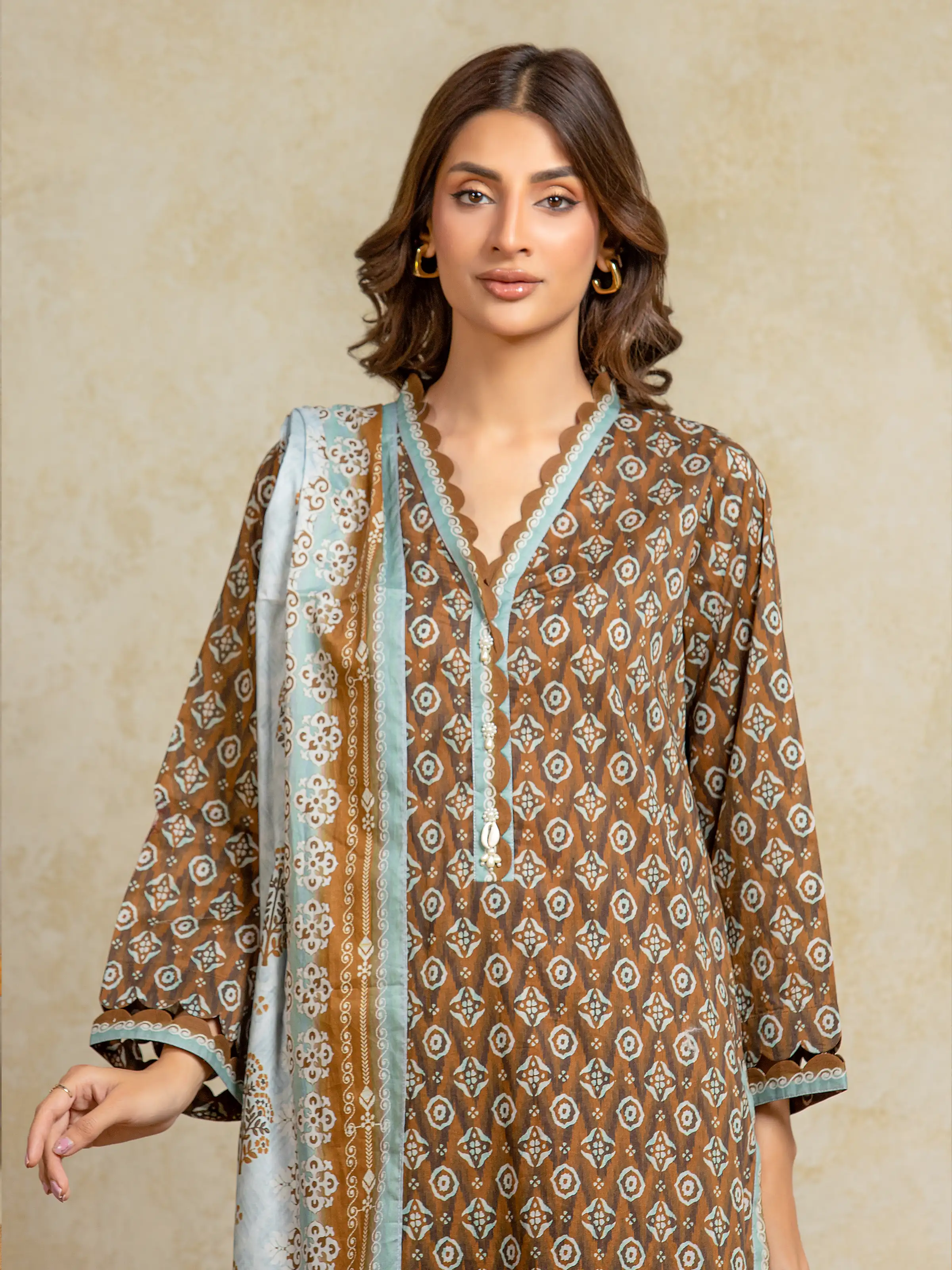 Unstitched Printed Khaddar Suit - EWU5A3-35967-3P - Image 2