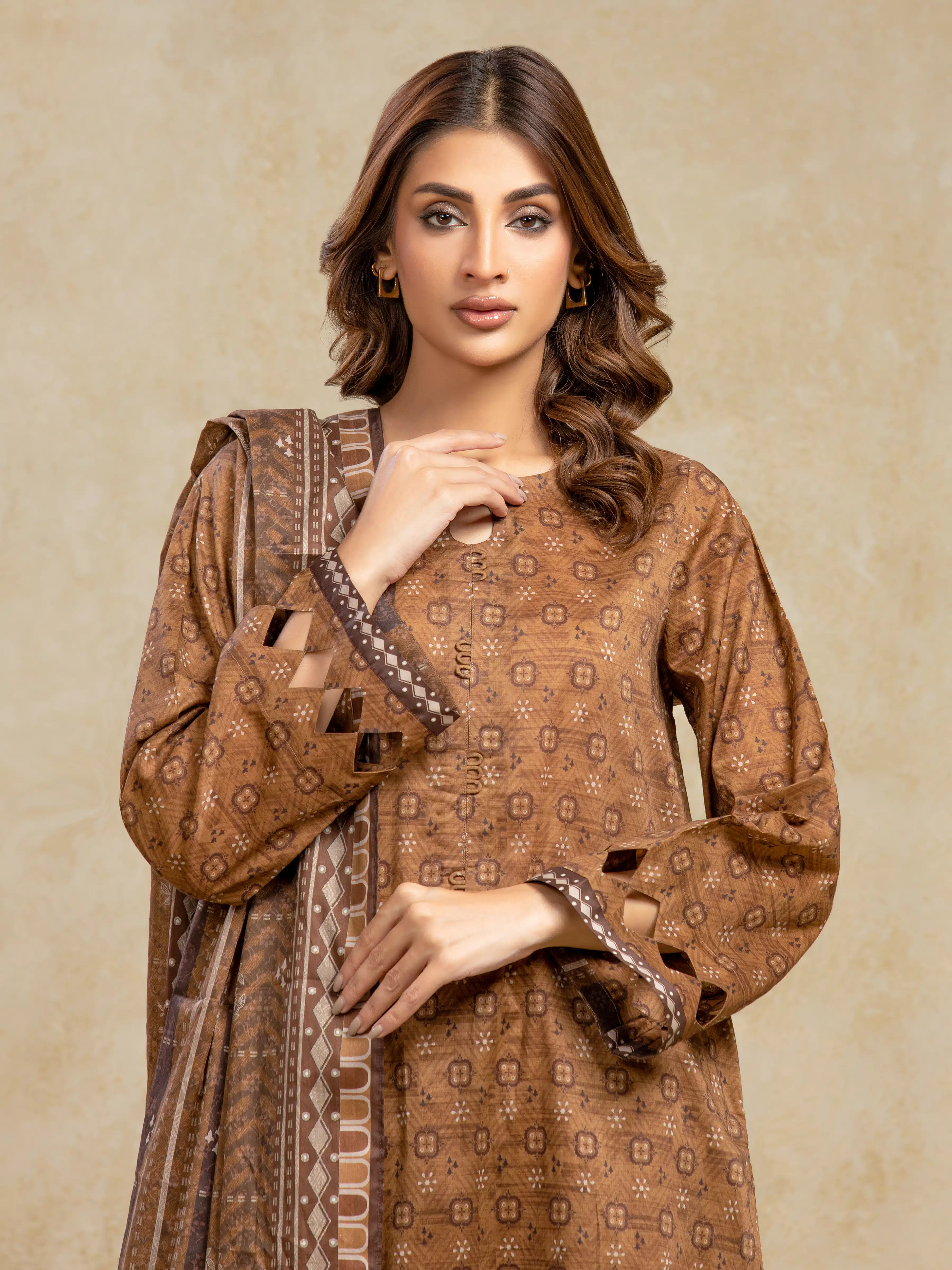 Unstitched Printed Khaddar Suit - EWU5A3-36099-3P - Image 2