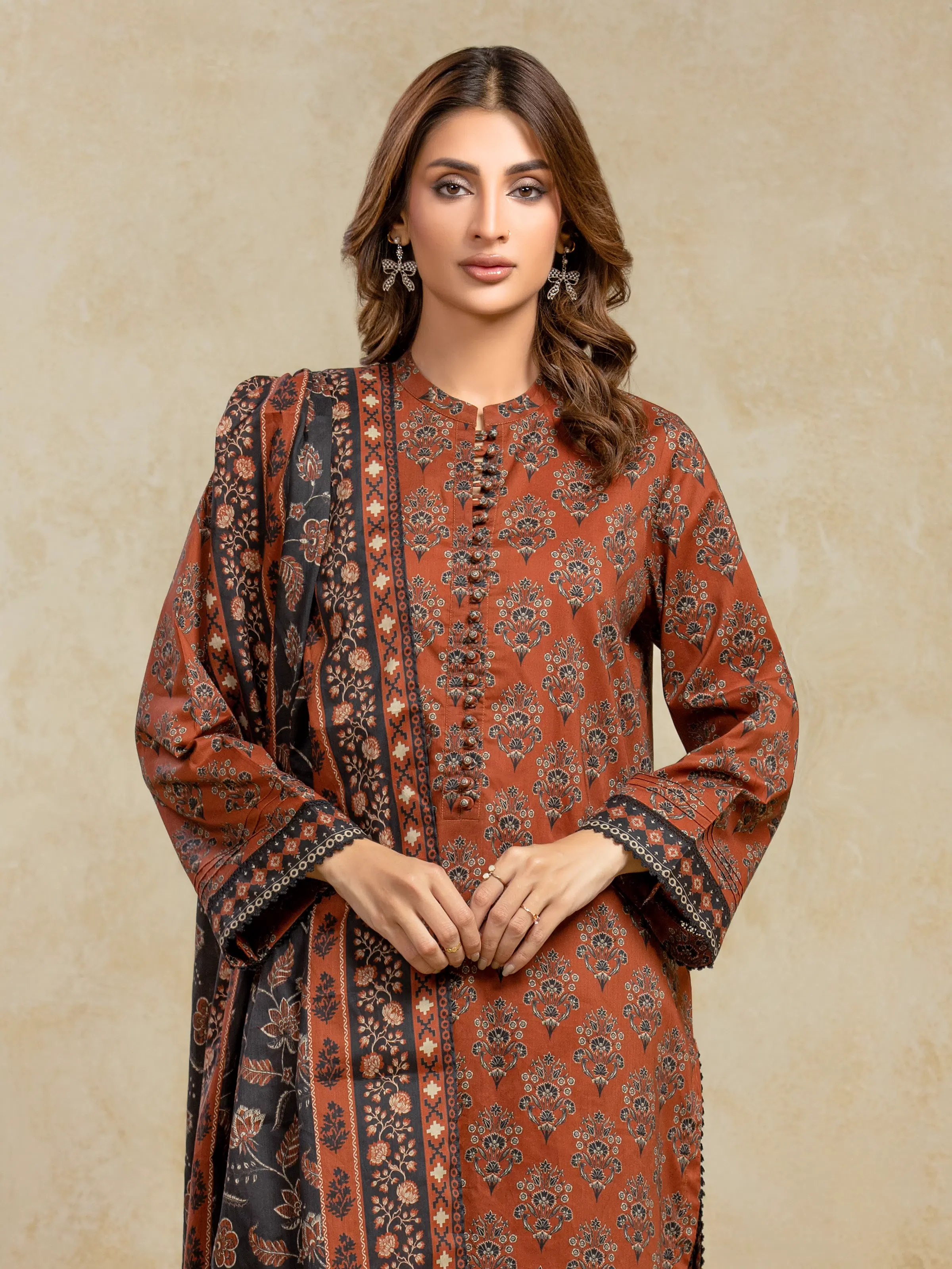 Unstitched Printed Khaddar Suit - EWU5A3-36117-3P - Image 2