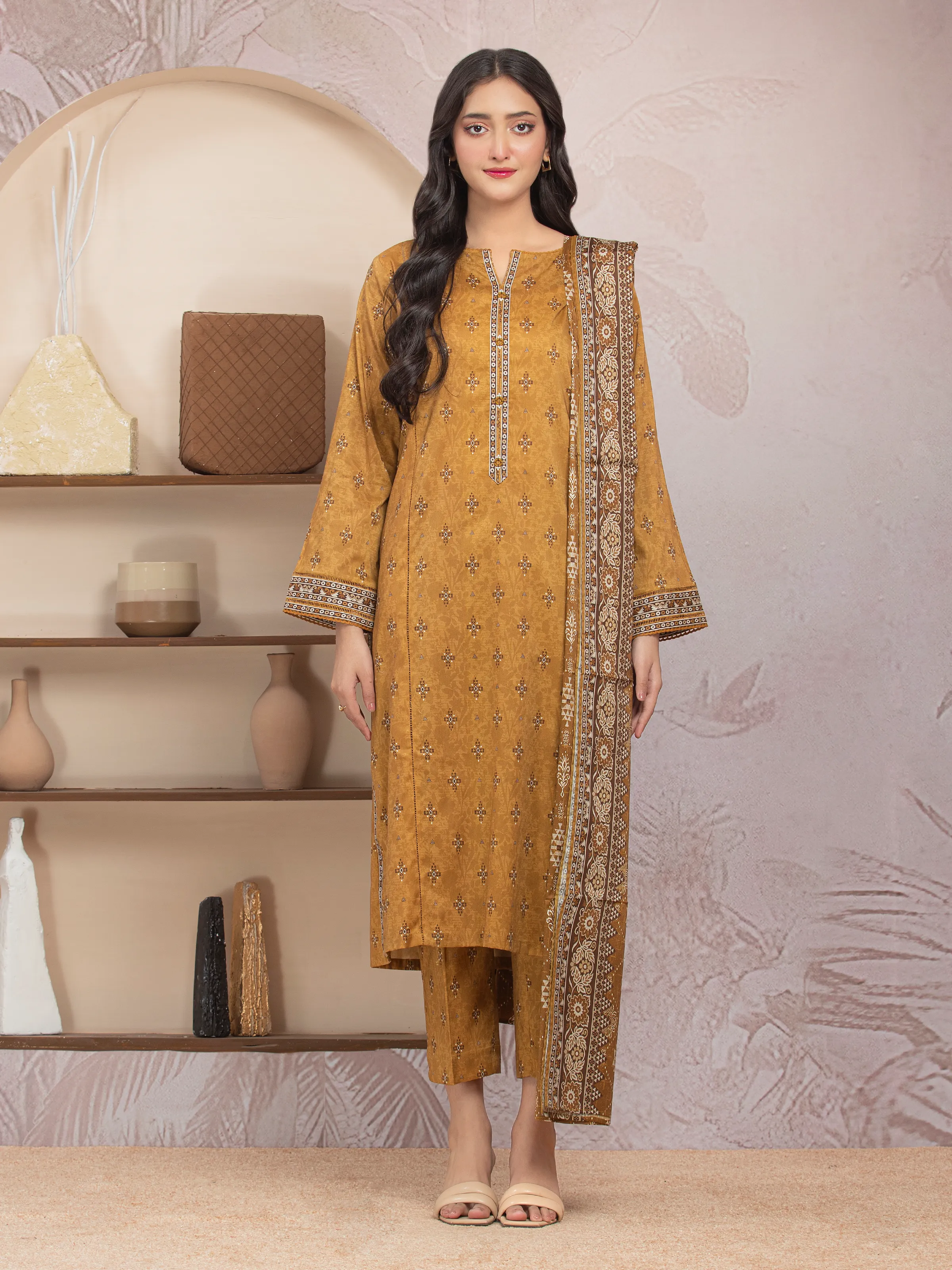 Unstitched Printed Lawn Shirt Trouser - EWU5A1-35028ST - Image 2