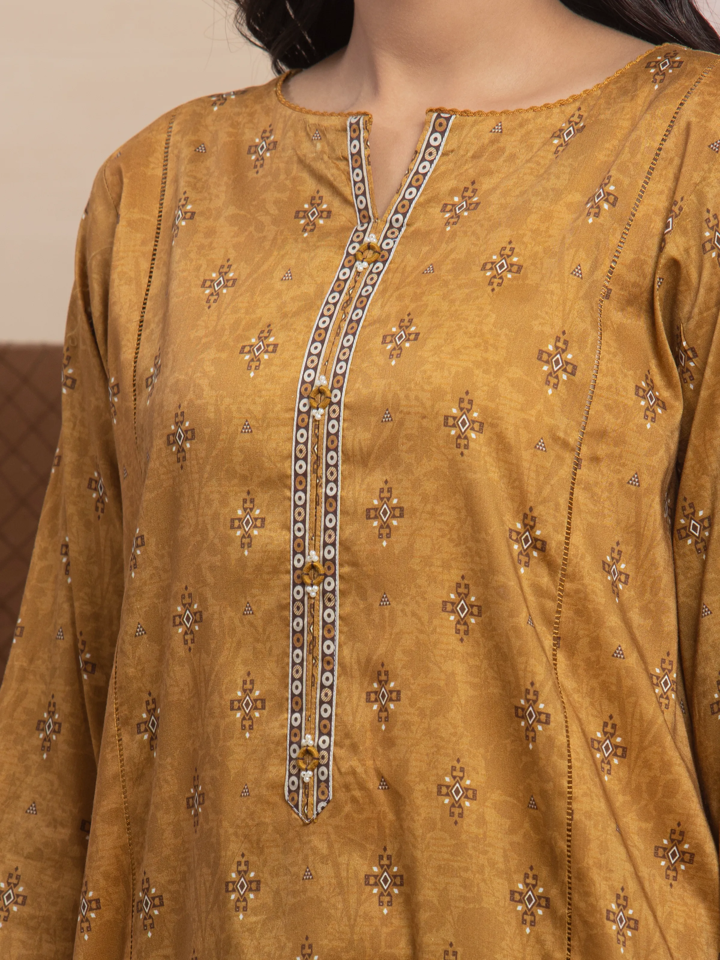 Unstitched Printed Lawn Shirt Trouser - EWU5A1-35028ST - Image 3