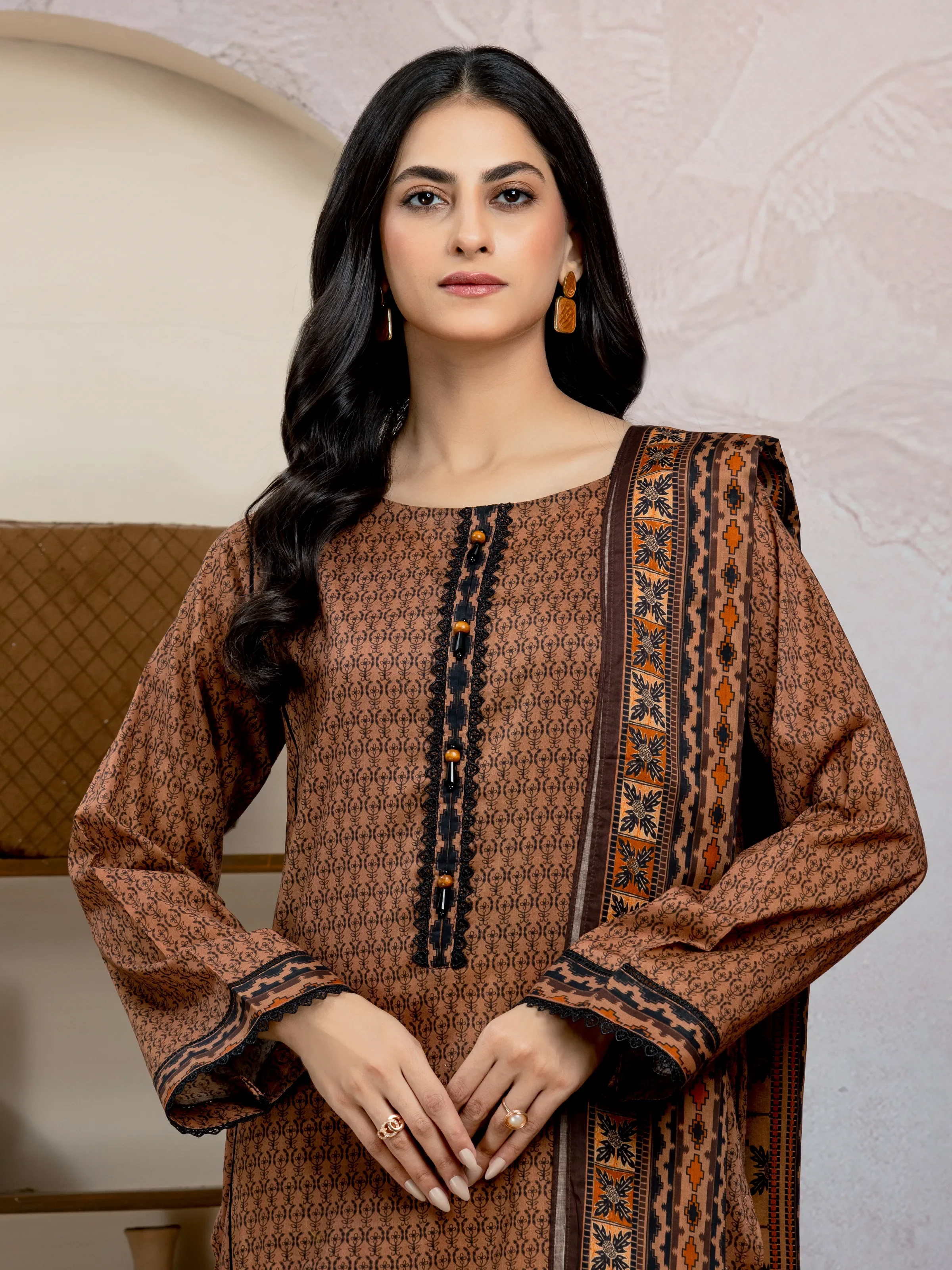 Unstitched Printed Lawn Suit - EWU5A1-35212-3P - Image 5