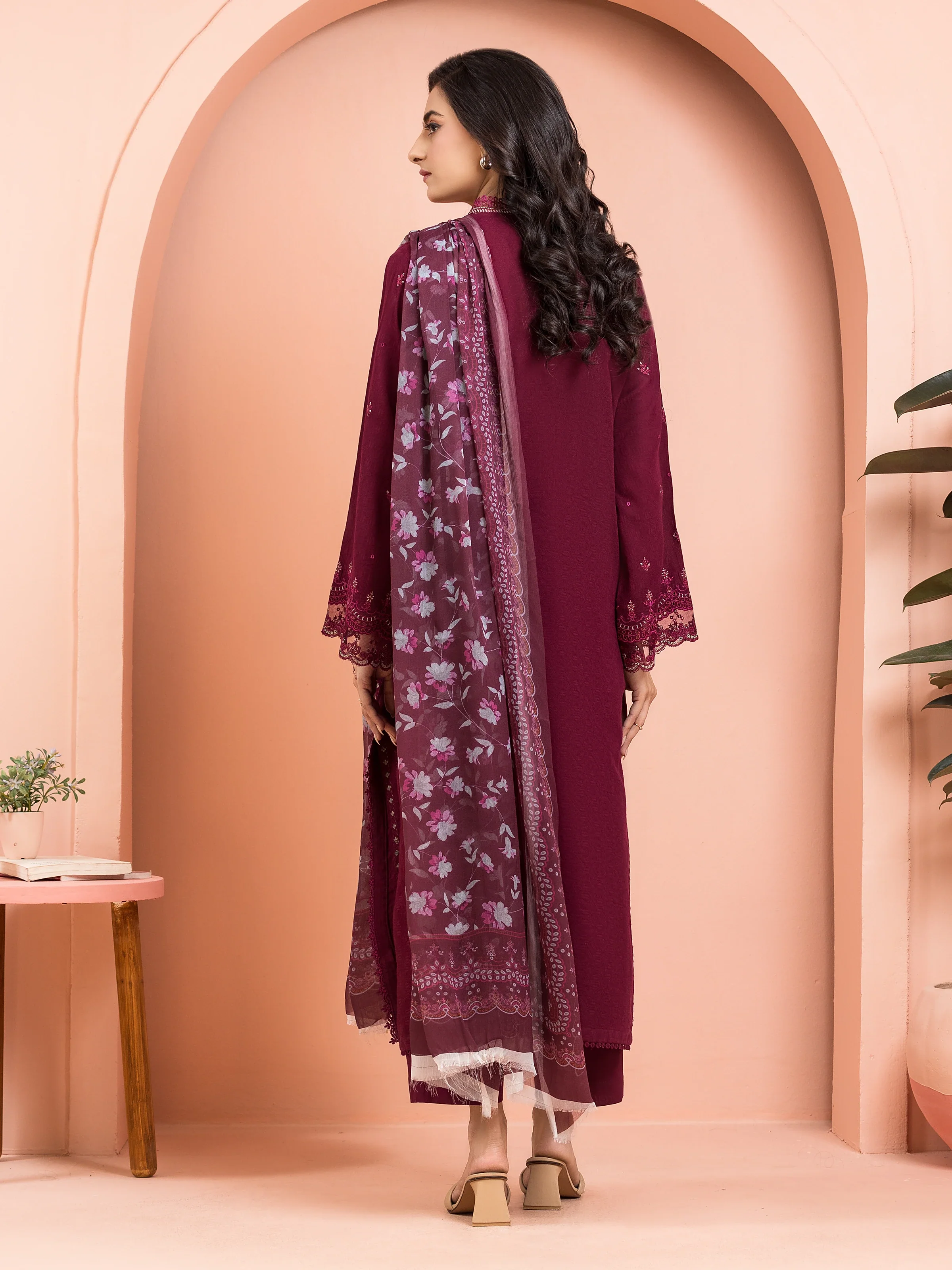 Unstitched Embroidered Dobby Suit - EWU5V7-30262-3P - Image 2
