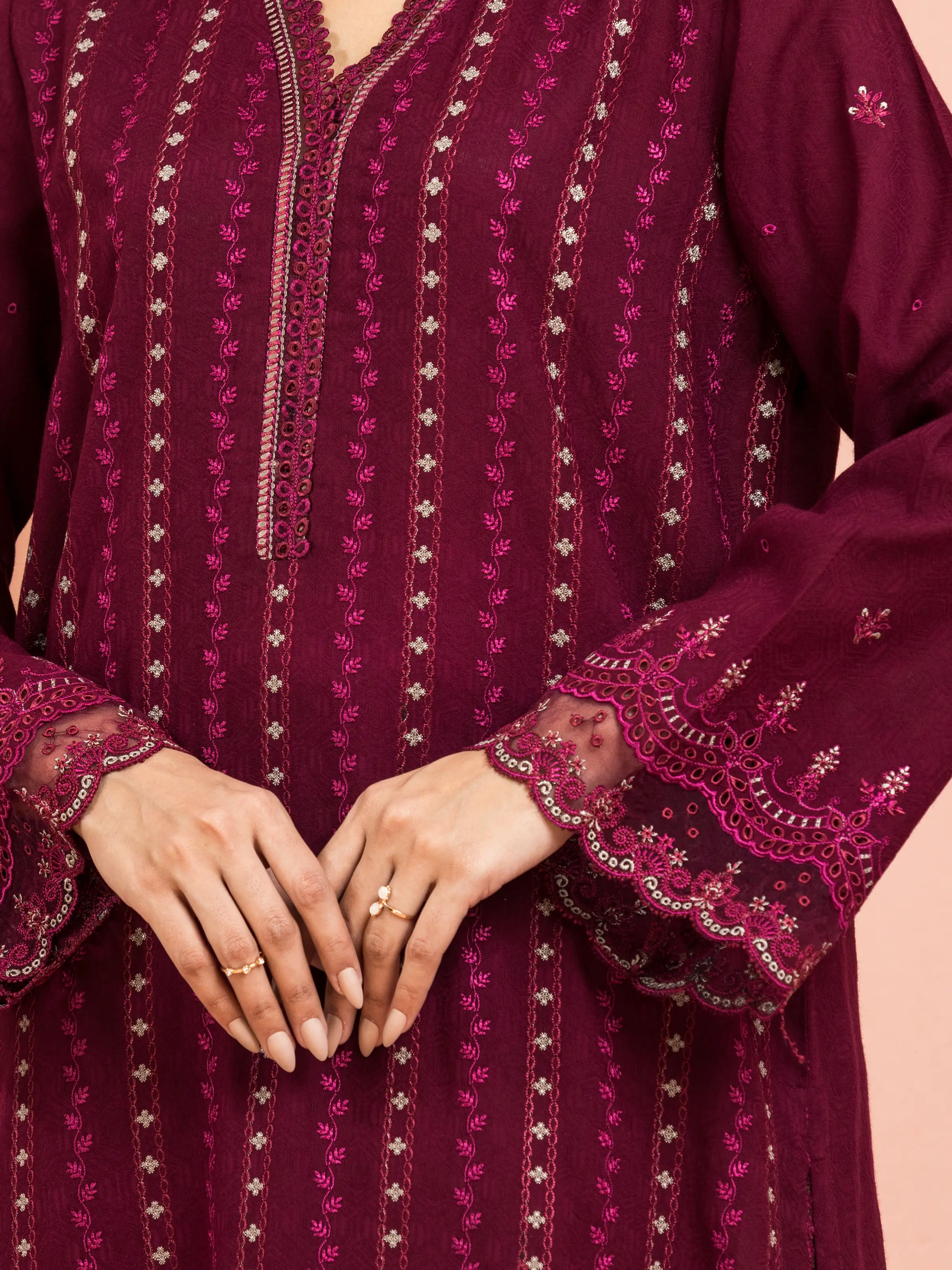 Unstitched Embroidered Dobby Suit - EWU5V7-30262-3P - Image 6